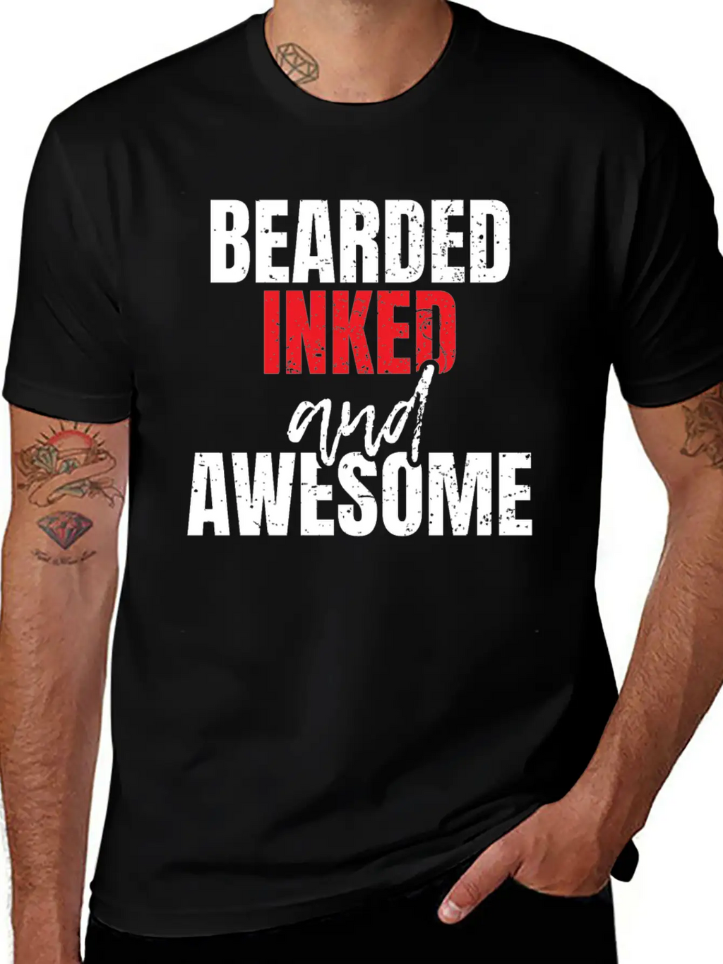 Bearded Inked And Awesome Unisex Casual T-Shirt – Clean Design For Daily Comfort
