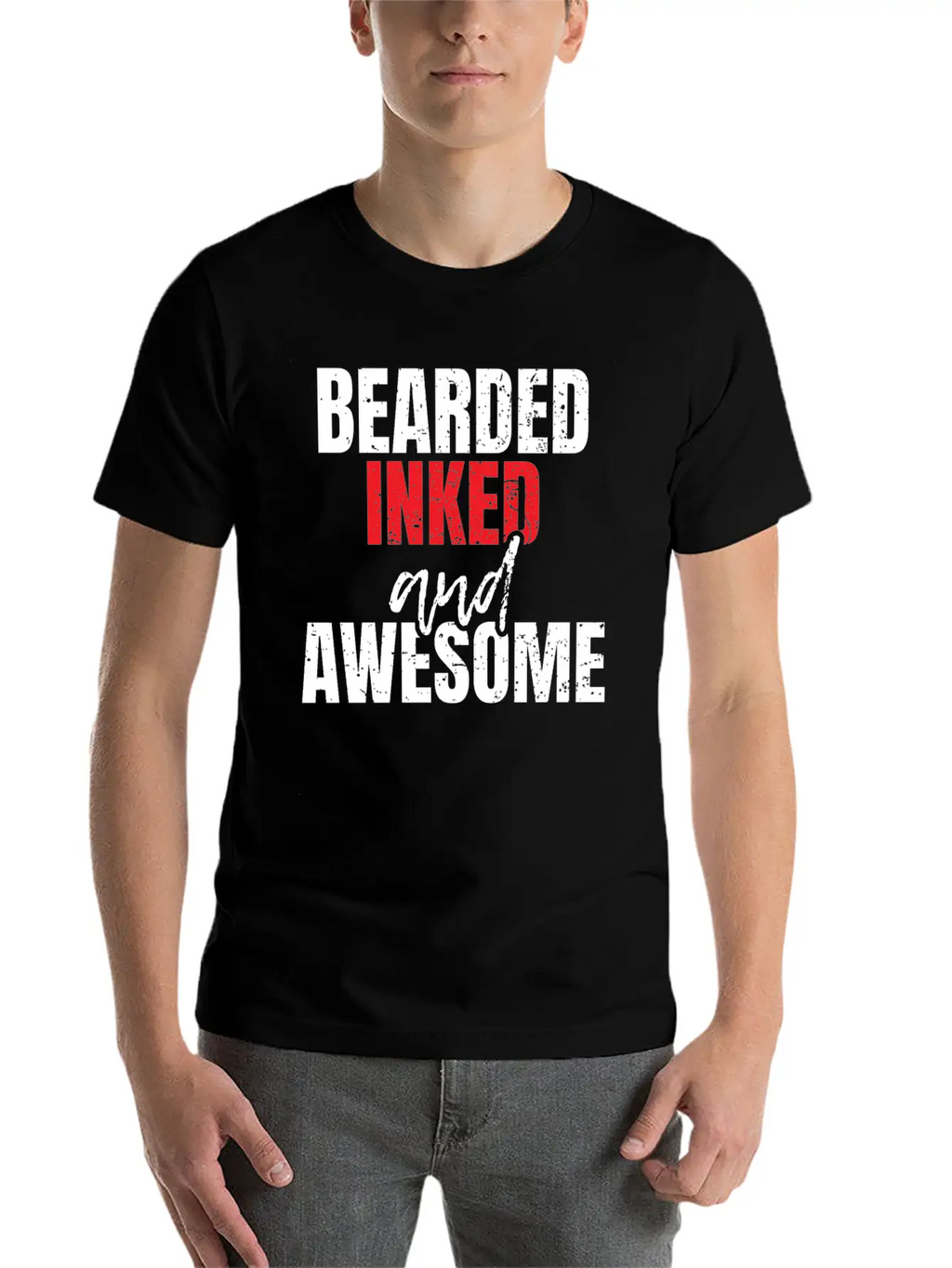Bearded Inked And Awesome Unisex Casual T-Shirt – Clean Design For Daily Comfort