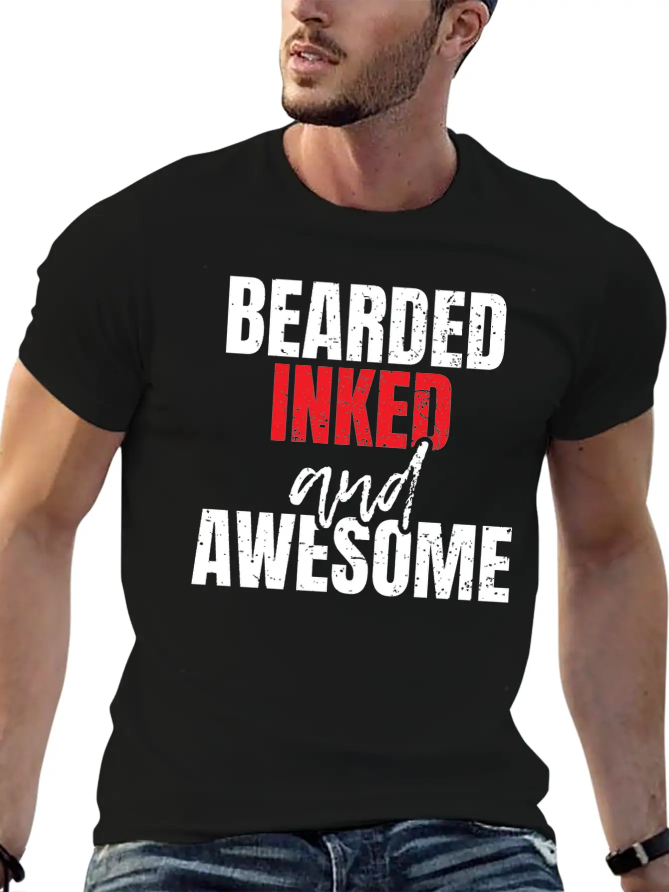 Bearded Inked And Awesome Unisex Casual T-Shirt – Clean Design For Daily Comfort