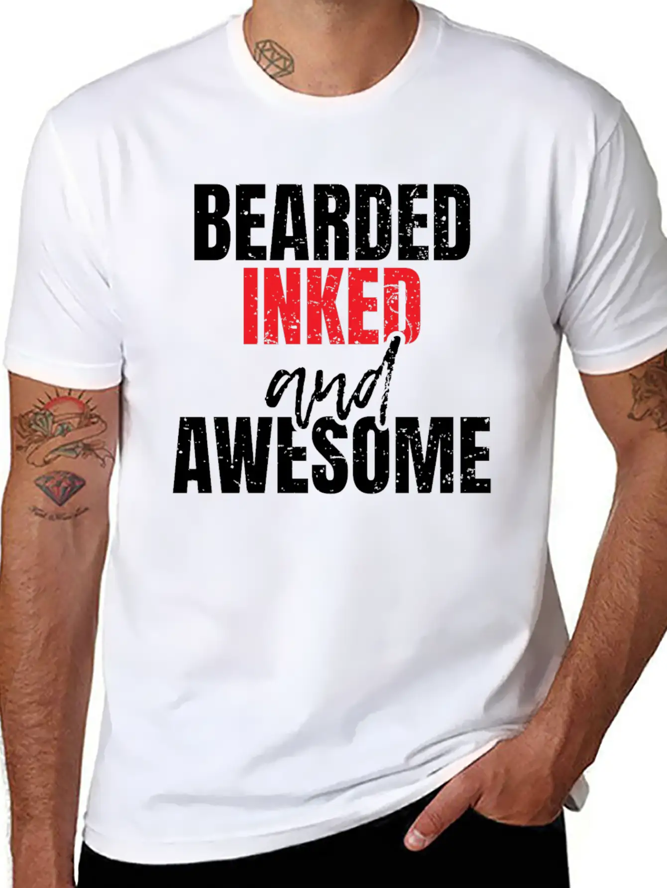 Bearded Inked And Awesome Unisex Casual T-Shirt – Clean Design For Daily Comfort
