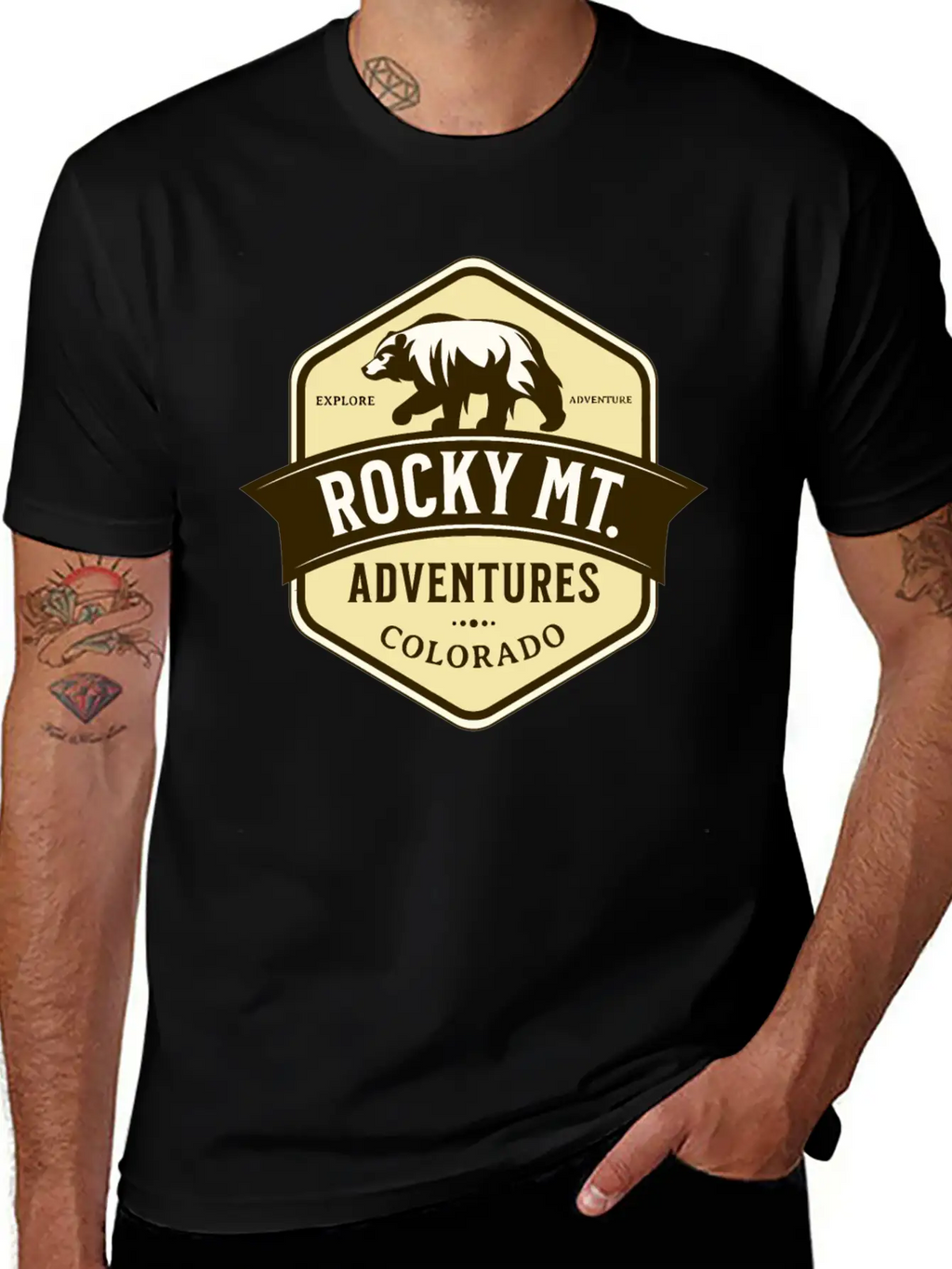 Bears Rocky Mountain National Park Estes Park Unisex Short Sleeve Soft Cotton T-Shirt – Casual Everyday Wear