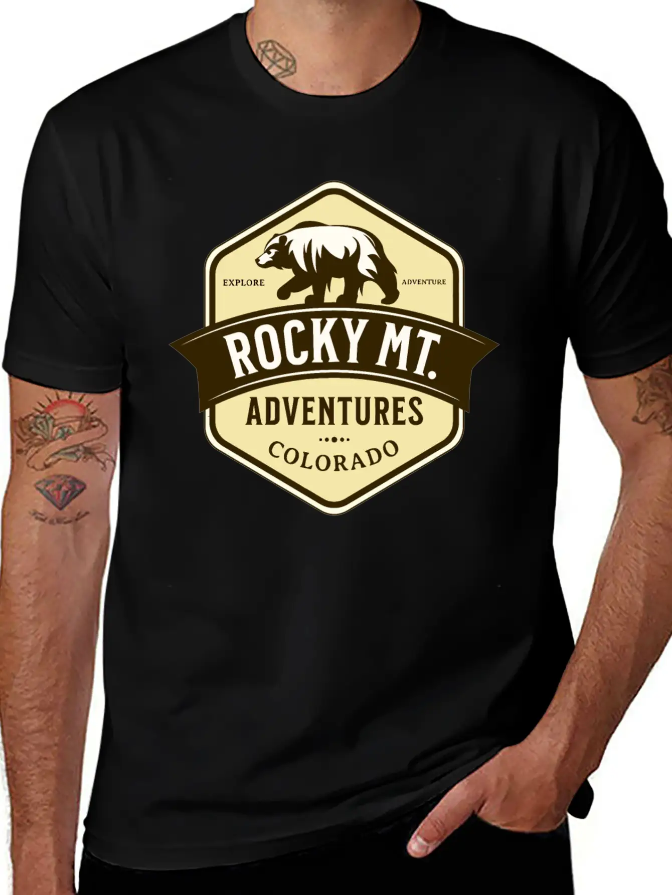 Bears Rocky Mountain National Park Estes Park Unisex Short Sleeve Soft Cotton T-Shirt – Casual Everyday Wear