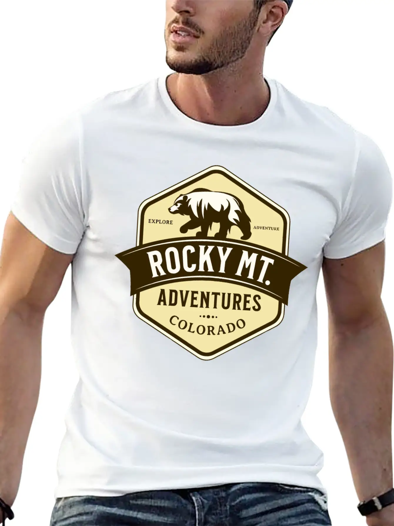 Bears Rocky Mountain National Park Estes Park Unisex Short Sleeve Soft Cotton T-Shirt – Casual Everyday Wear