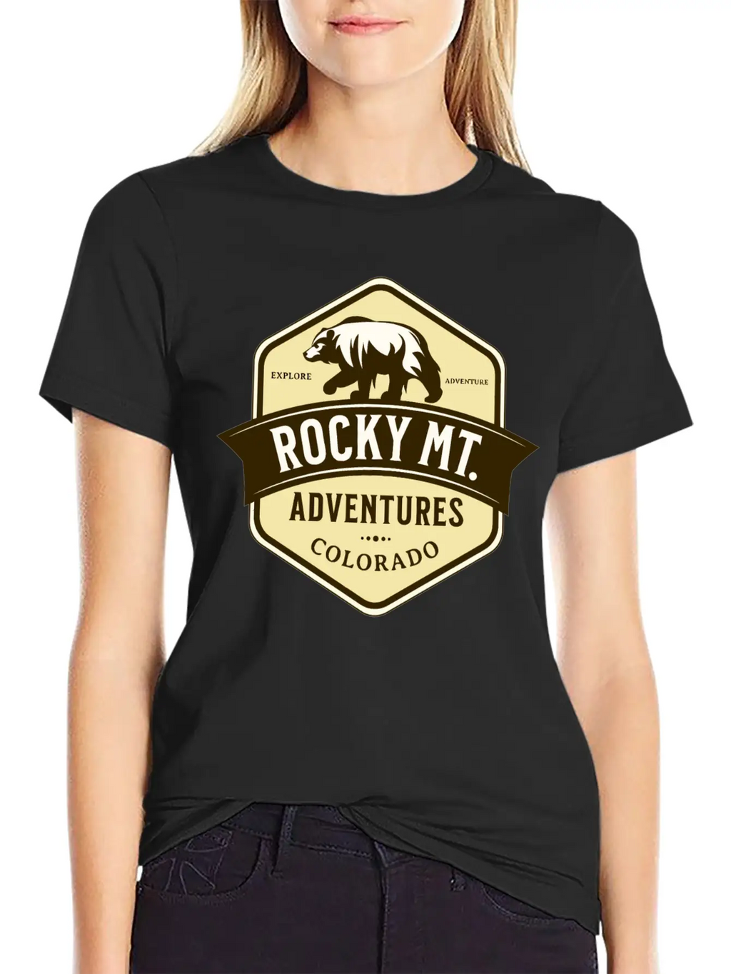 Bears Rocky Mountain National Park Estes Park Unisex Short Sleeve Soft Cotton T-Shirt – Casual Everyday Wear