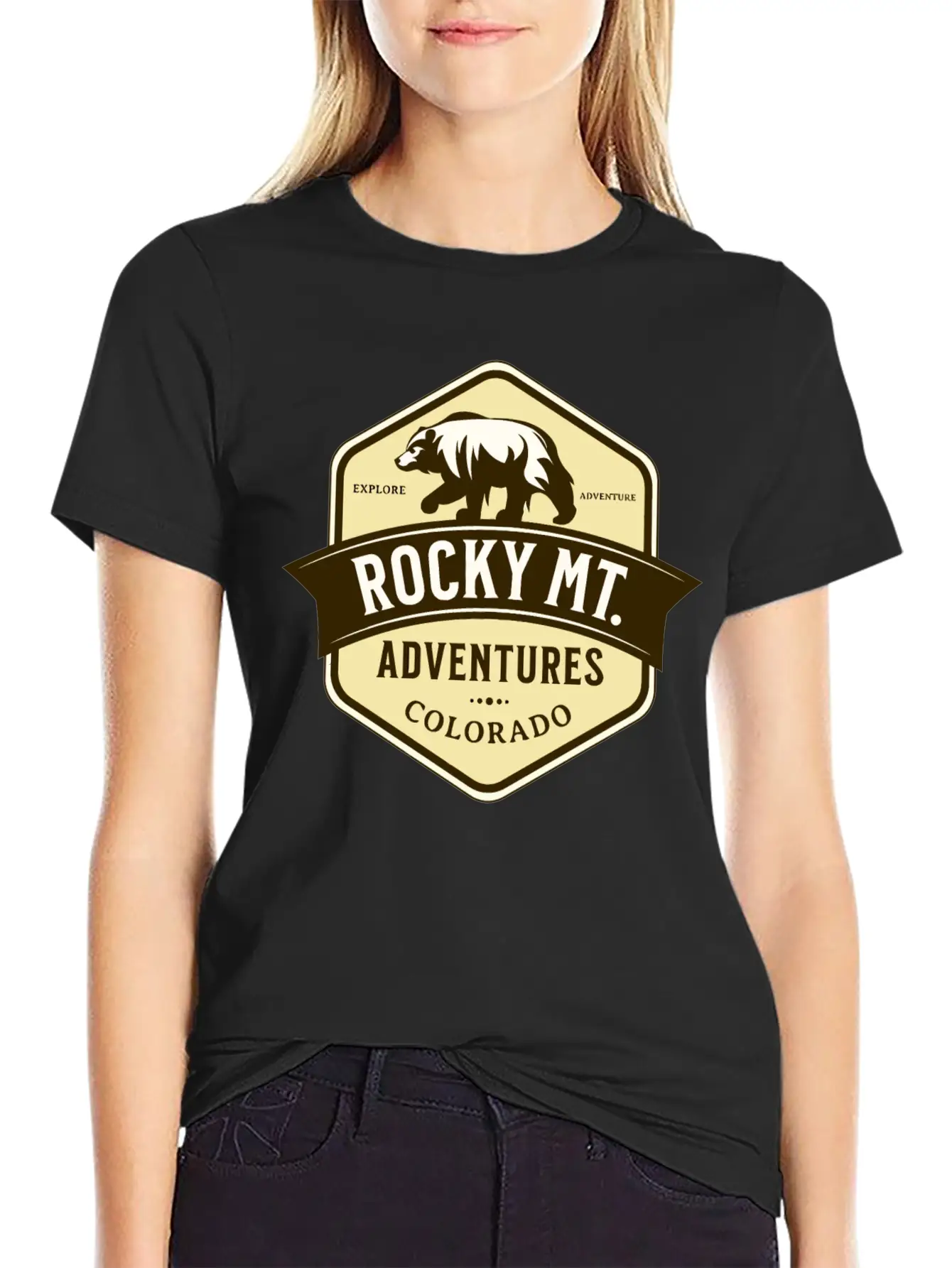 Bears Rocky Mountain National Park Estes Park Unisex Short Sleeve Soft Cotton T-Shirt – Casual Everyday Wear