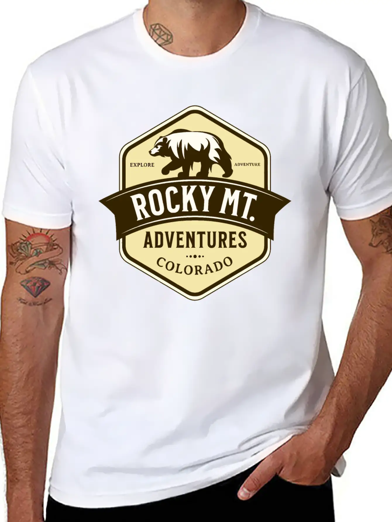 Bears Rocky Mountain National Park Estes Park Unisex Short Sleeve Soft Cotton T-Shirt – Casual Everyday Wear