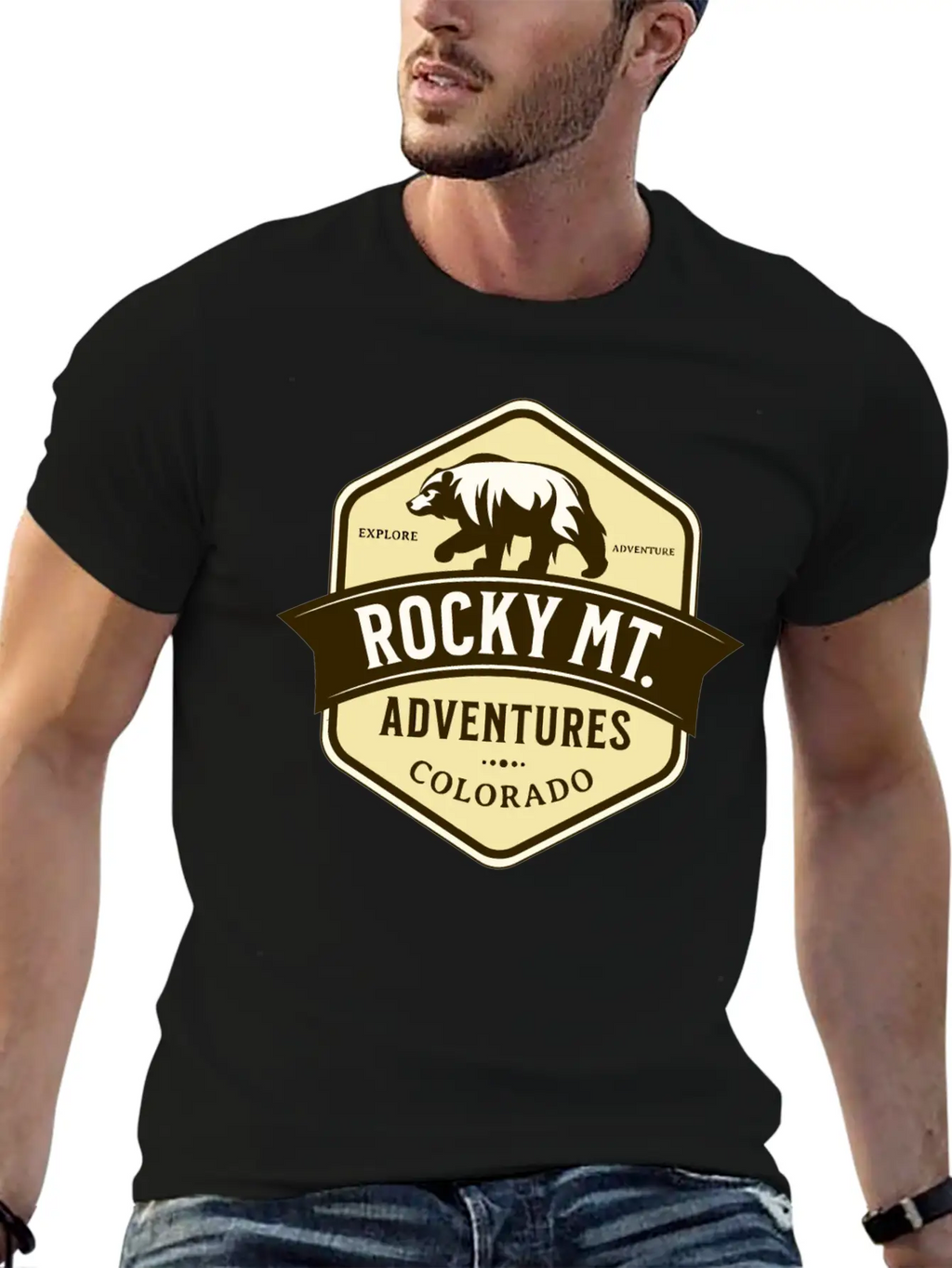 Bears Rocky Mountain National Park Estes Park Unisex Short Sleeve Soft Cotton T-Shirt – Casual Everyday Wear