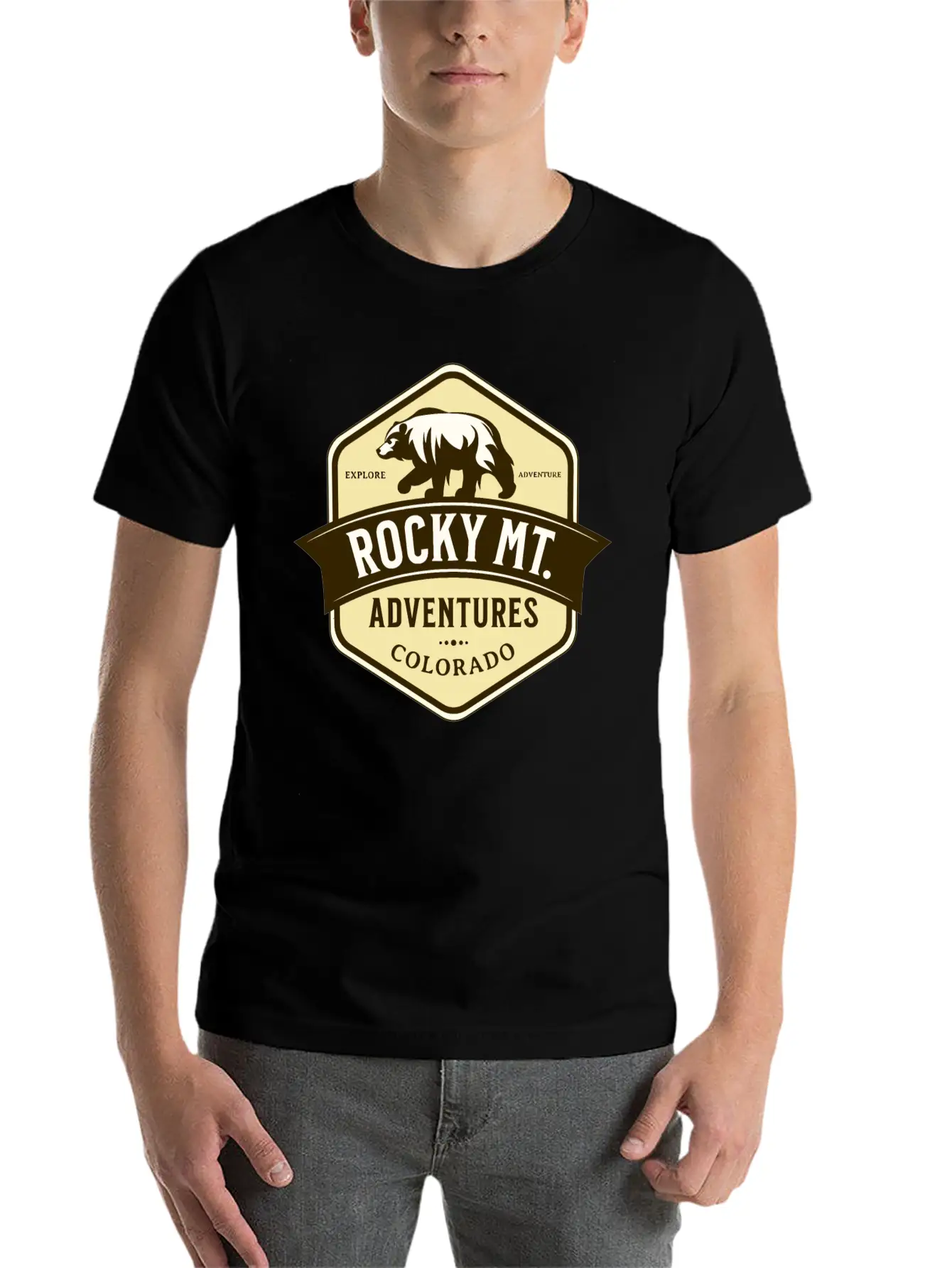 Bears Rocky Mountain National Park Estes Park Unisex Short Sleeve Soft Cotton T-Shirt – Casual Everyday Wear
