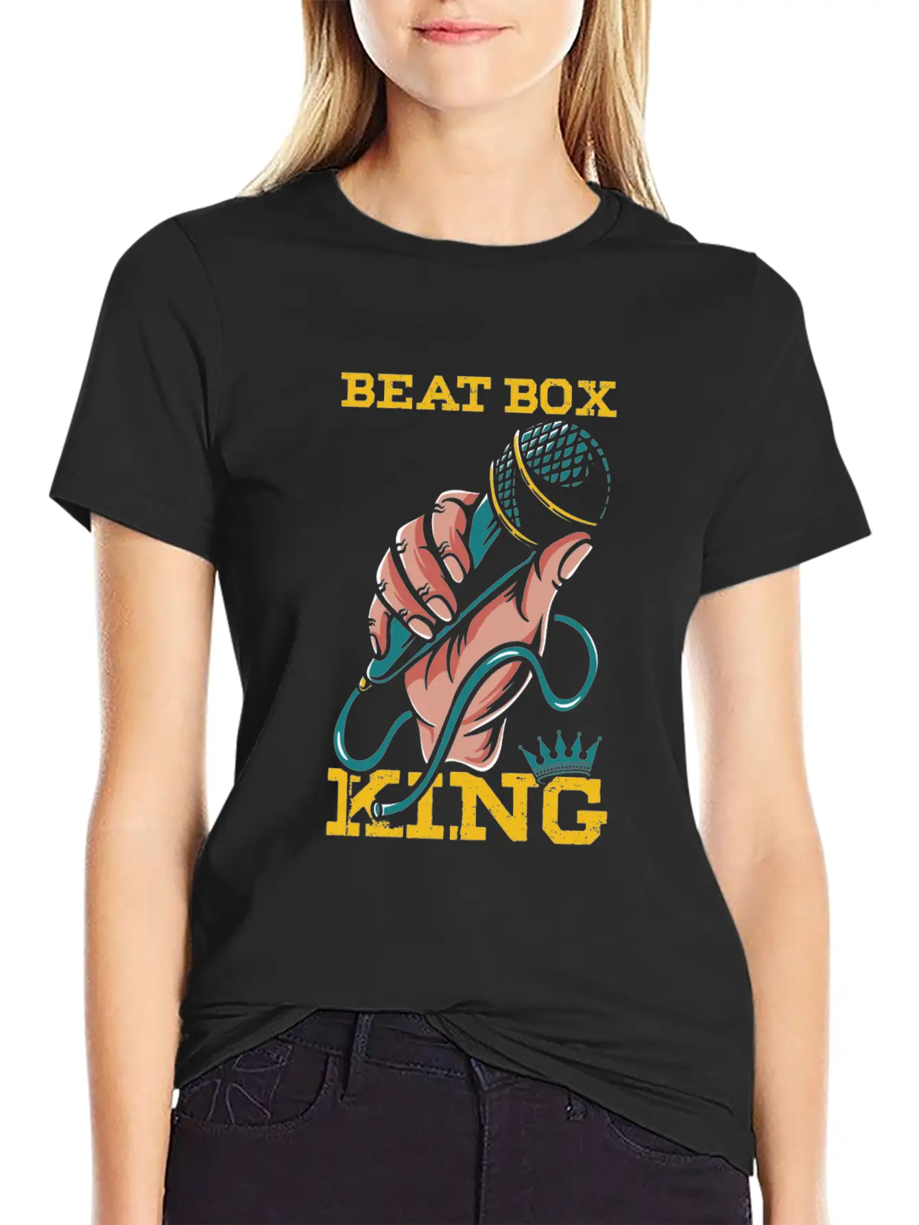 Beatbox King Microphone Rap Hiphop Beatboxer Gift Essential Cotton Tee For Daily Outfits – Unisex Style