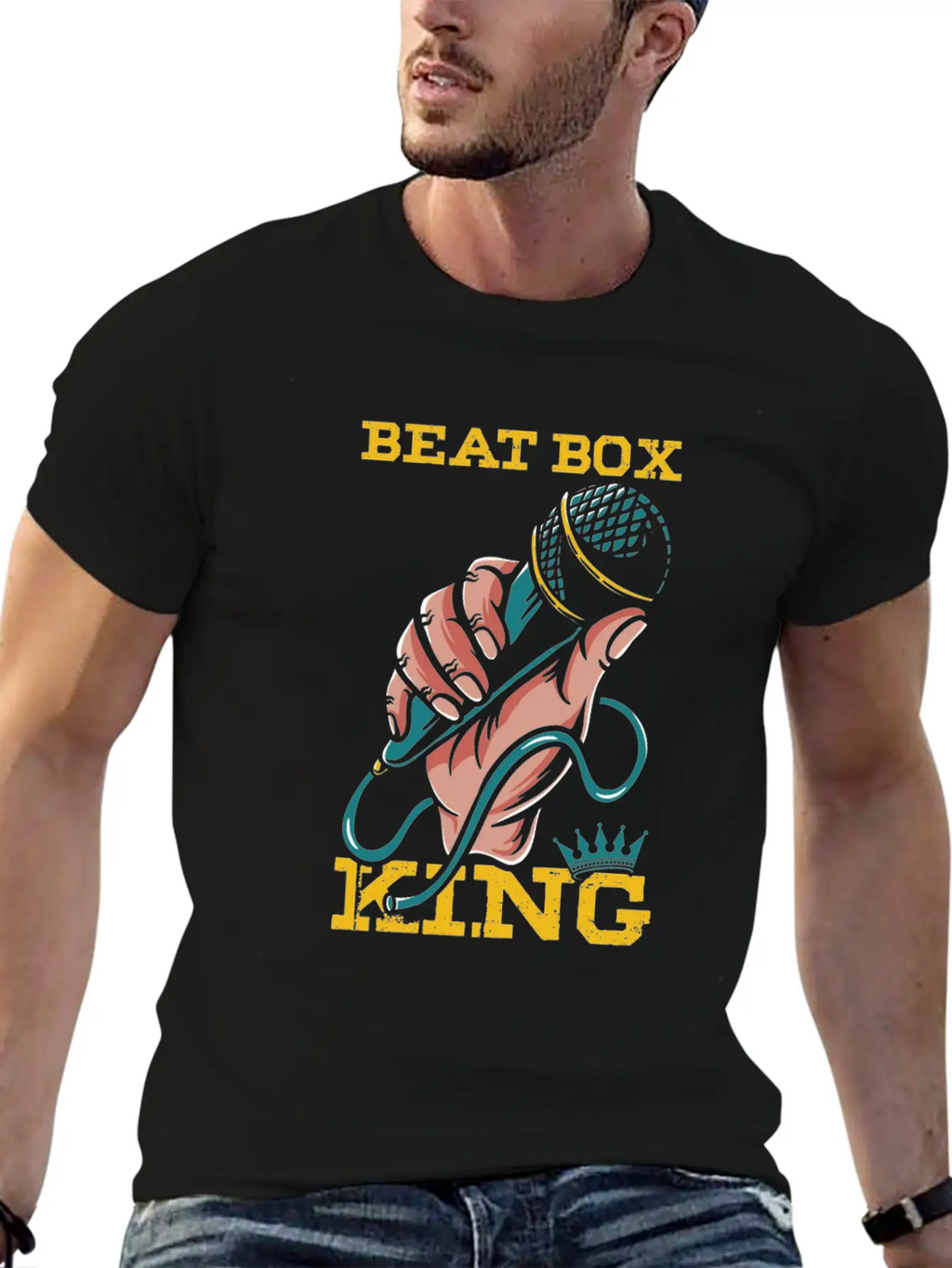 Beatbox King Microphone Rap Hiphop Beatboxer Gift Essential Cotton Tee For Daily Outfits – Unisex Style