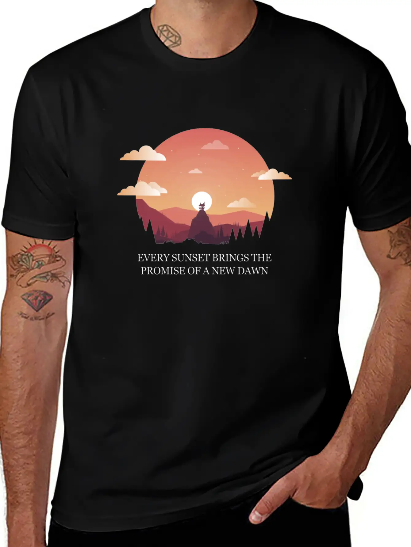 Beautiful Design With Sunset Quote With! Gift Idea Unisex Casual T-Shirt – Clean Design For Daily Comfort