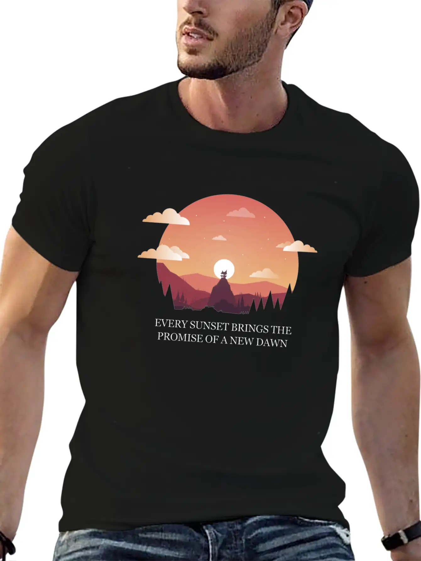 Beautiful Design With Sunset Quote With! Gift Idea Unisex Casual T-Shirt – Clean Design For Daily Comfort