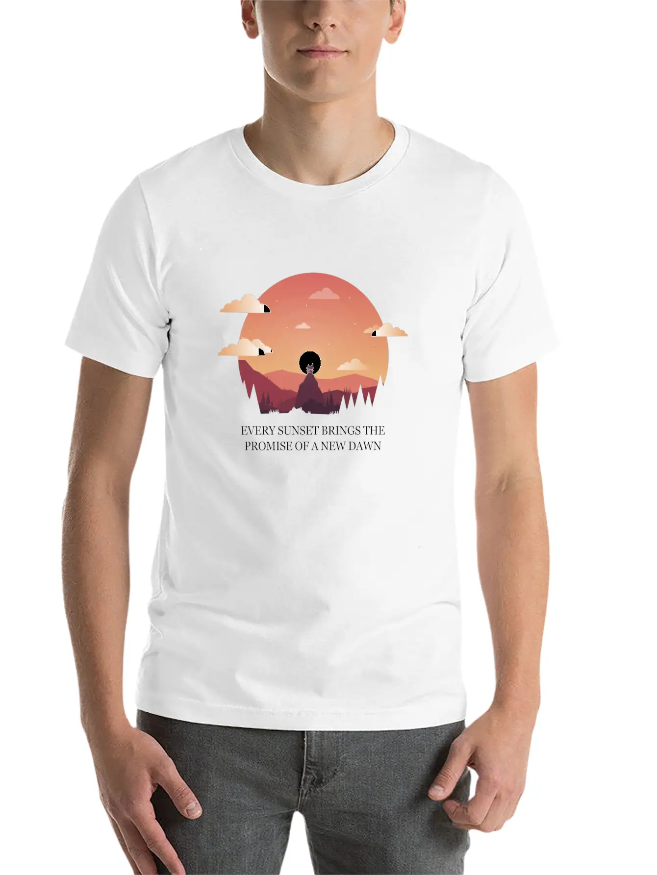 Beautiful Design With Sunset Quote With! Gift Idea Unisex Casual T-Shirt – Clean Design For Daily Comfort