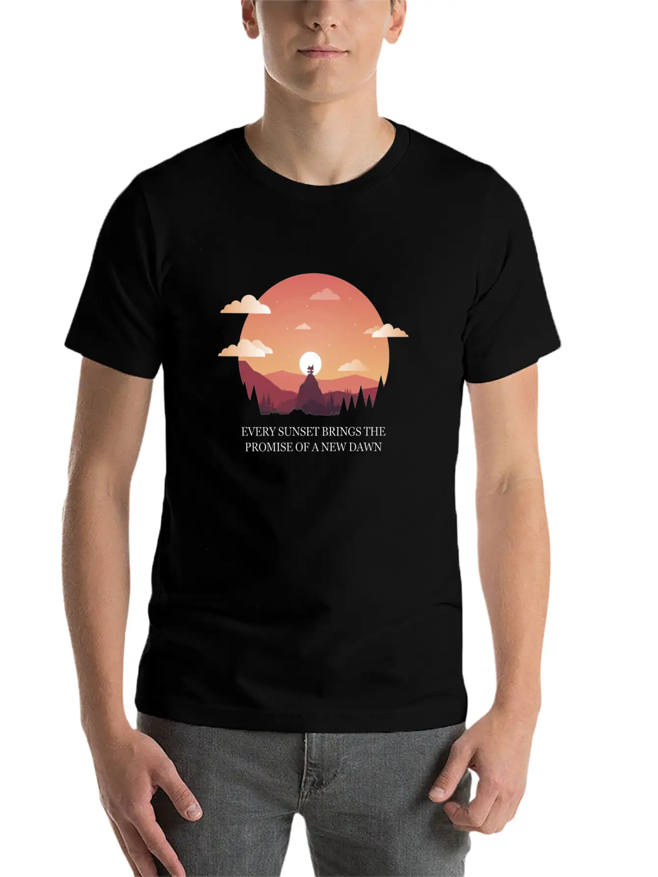 Beautiful Design With Sunset Quote With! Gift Idea Unisex Casual T-Shirt – Clean Design For Daily Comfort