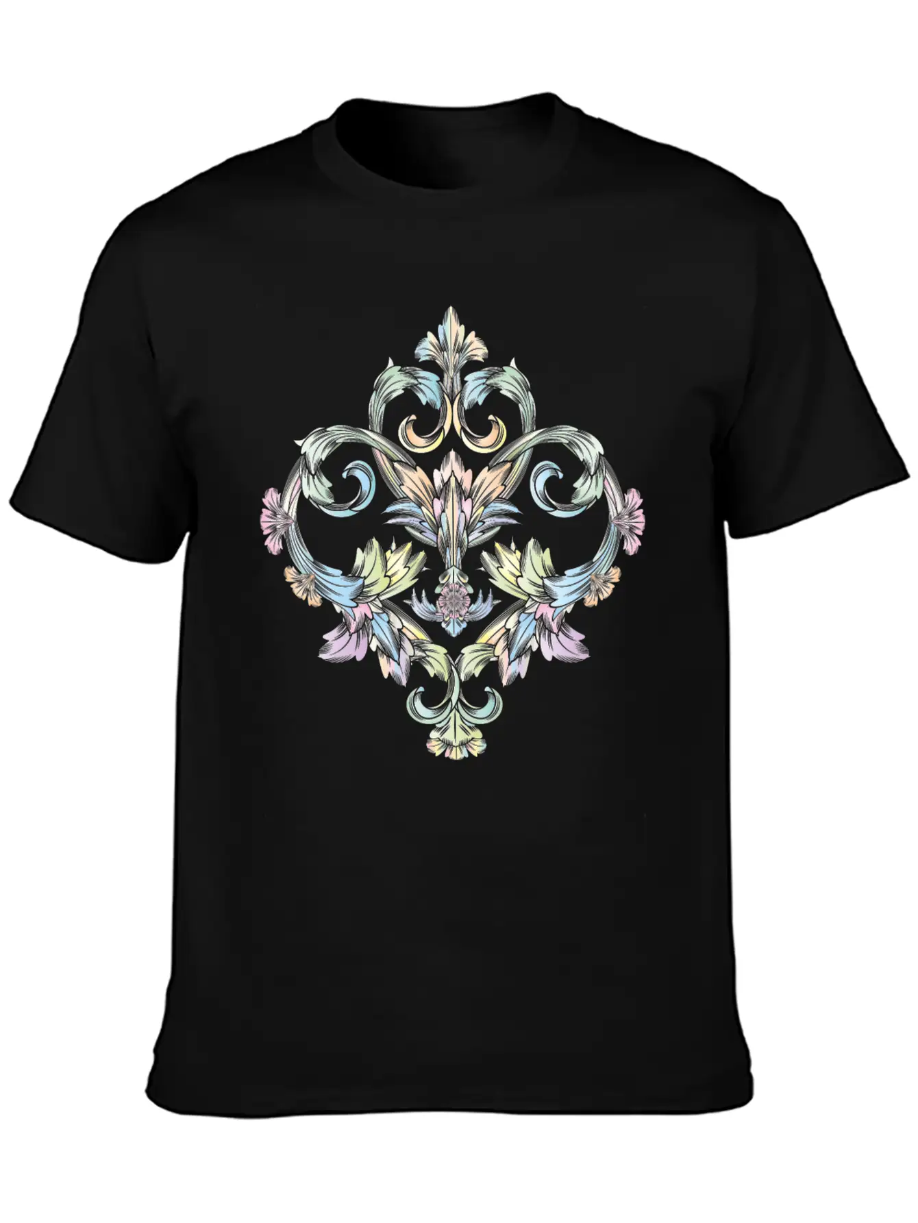 Beautiful Pastel Colored Baroque Ornament Essential Cotton Tee For Daily Outfits – Unisex Style