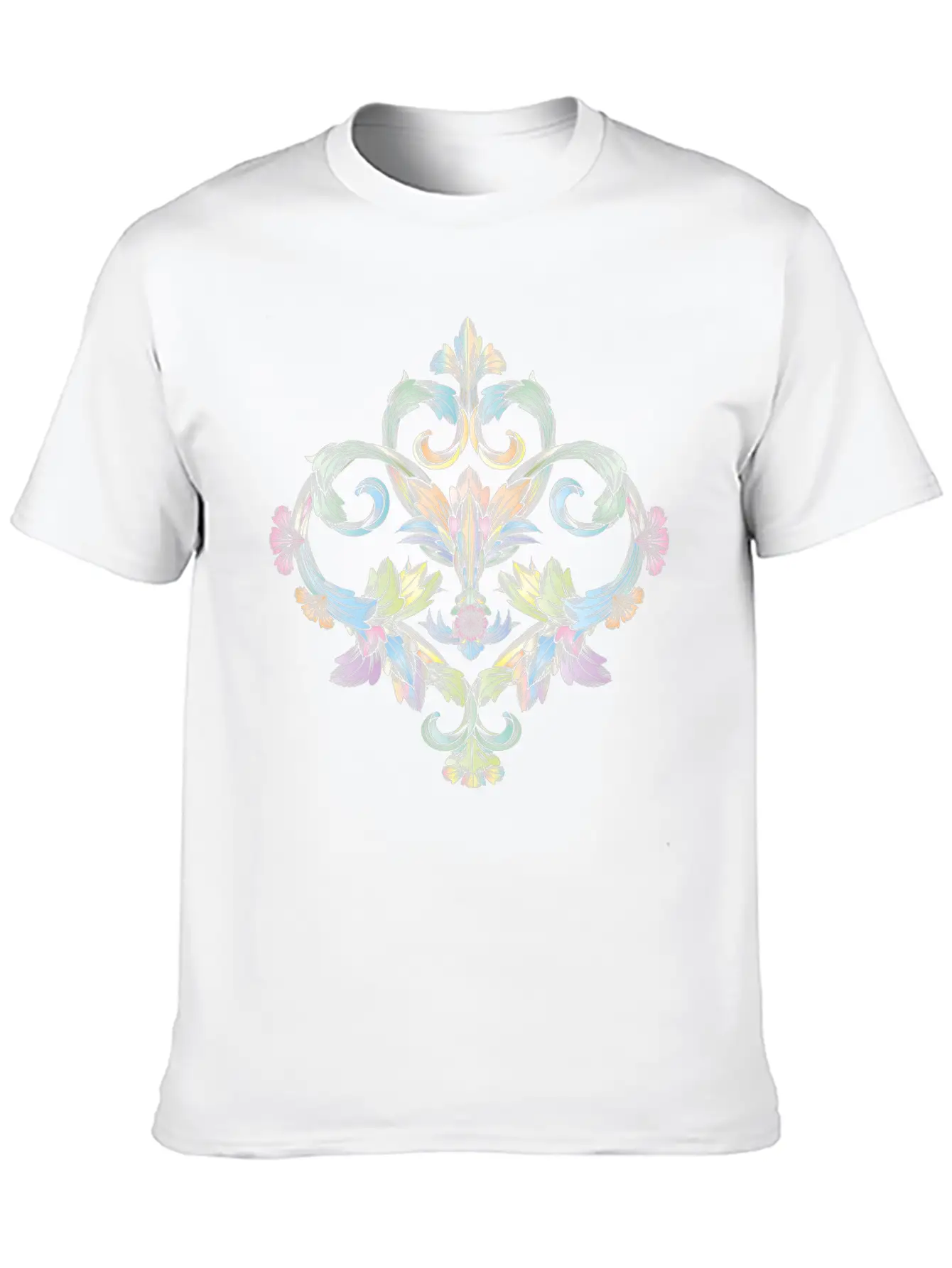 Beautiful Pastel Colored Baroque Ornament Essential Cotton Tee For Daily Outfits – Unisex Style