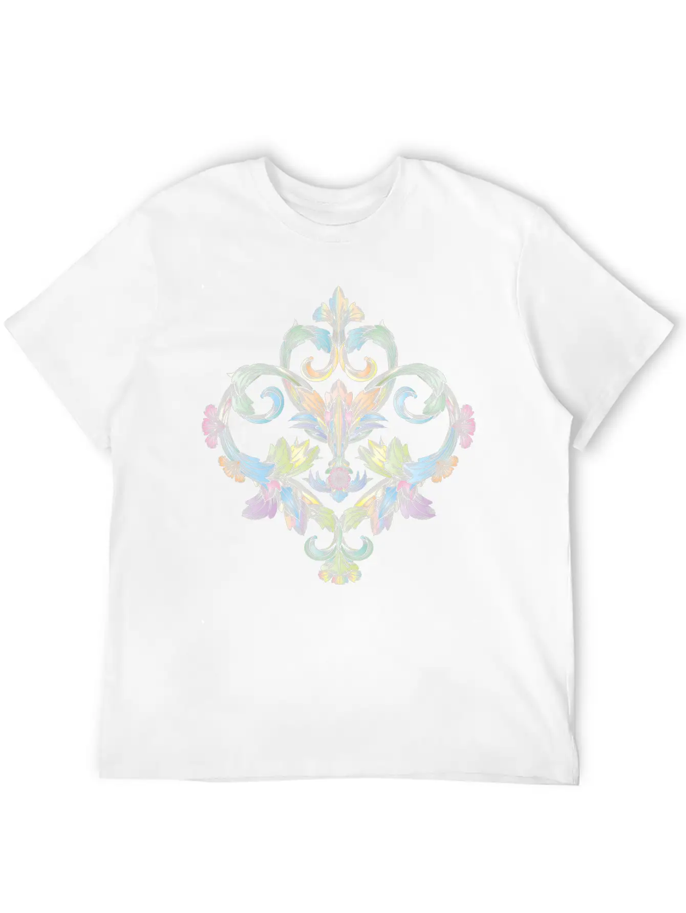 Beautiful Pastel Colored Baroque Ornament Essential Cotton Tee For Daily Outfits – Unisex Style