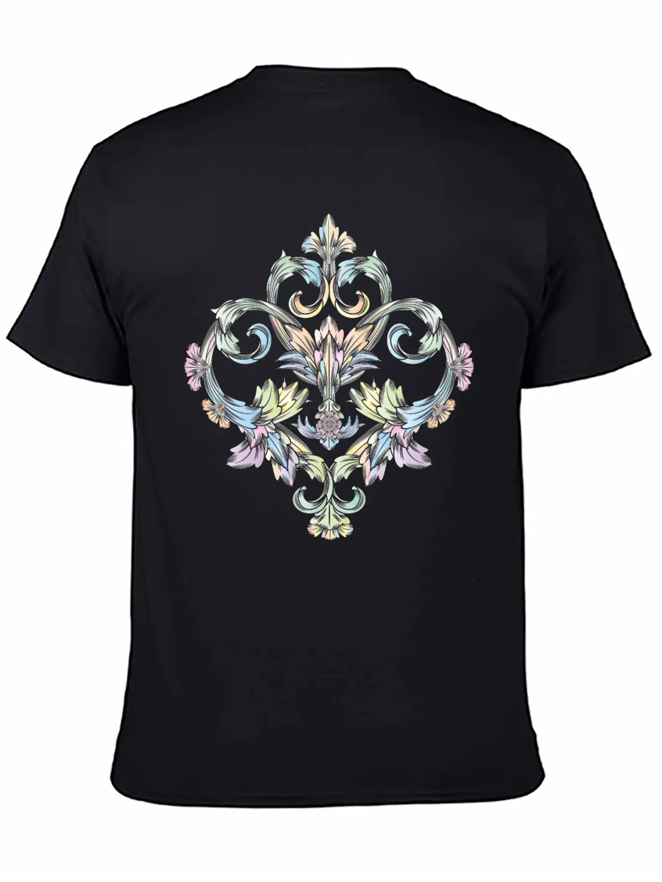 Beautiful Pastel Colored Baroque Ornament Essential Cotton Tee For Daily Outfits – Unisex Style