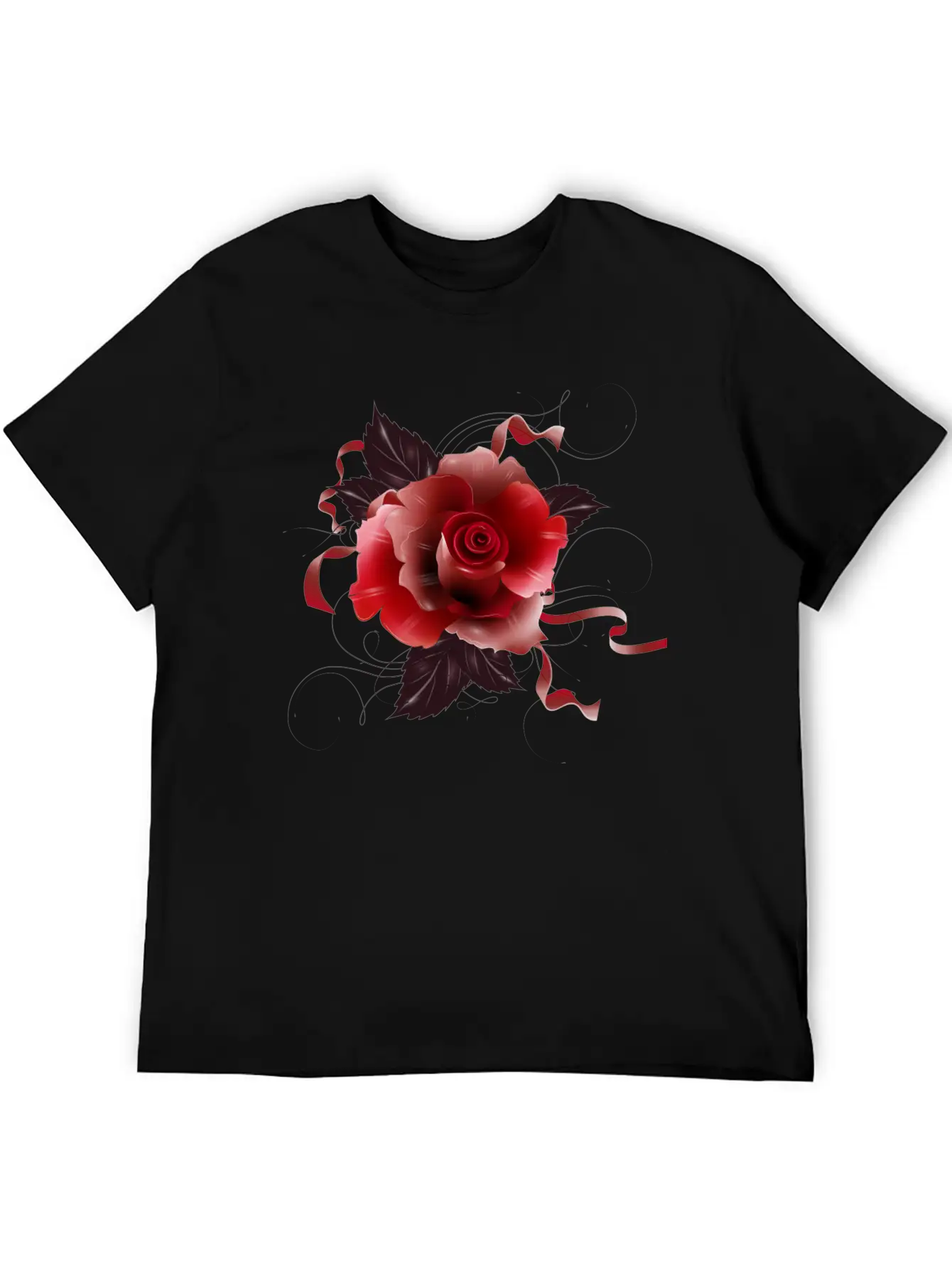 Beautiful Red Rose With Delicate Ribbons Breathable Graphic T-Shirt – Perfect For Casual Days