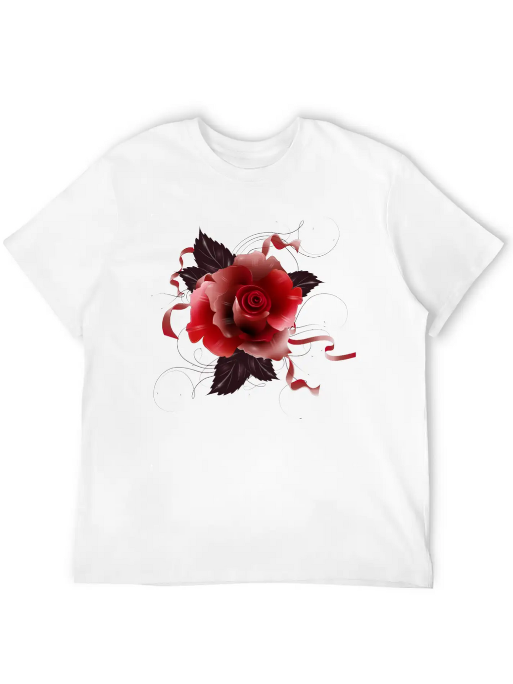 Beautiful Red Rose With Delicate Ribbons Breathable Graphic T-Shirt – Perfect For Casual Days
