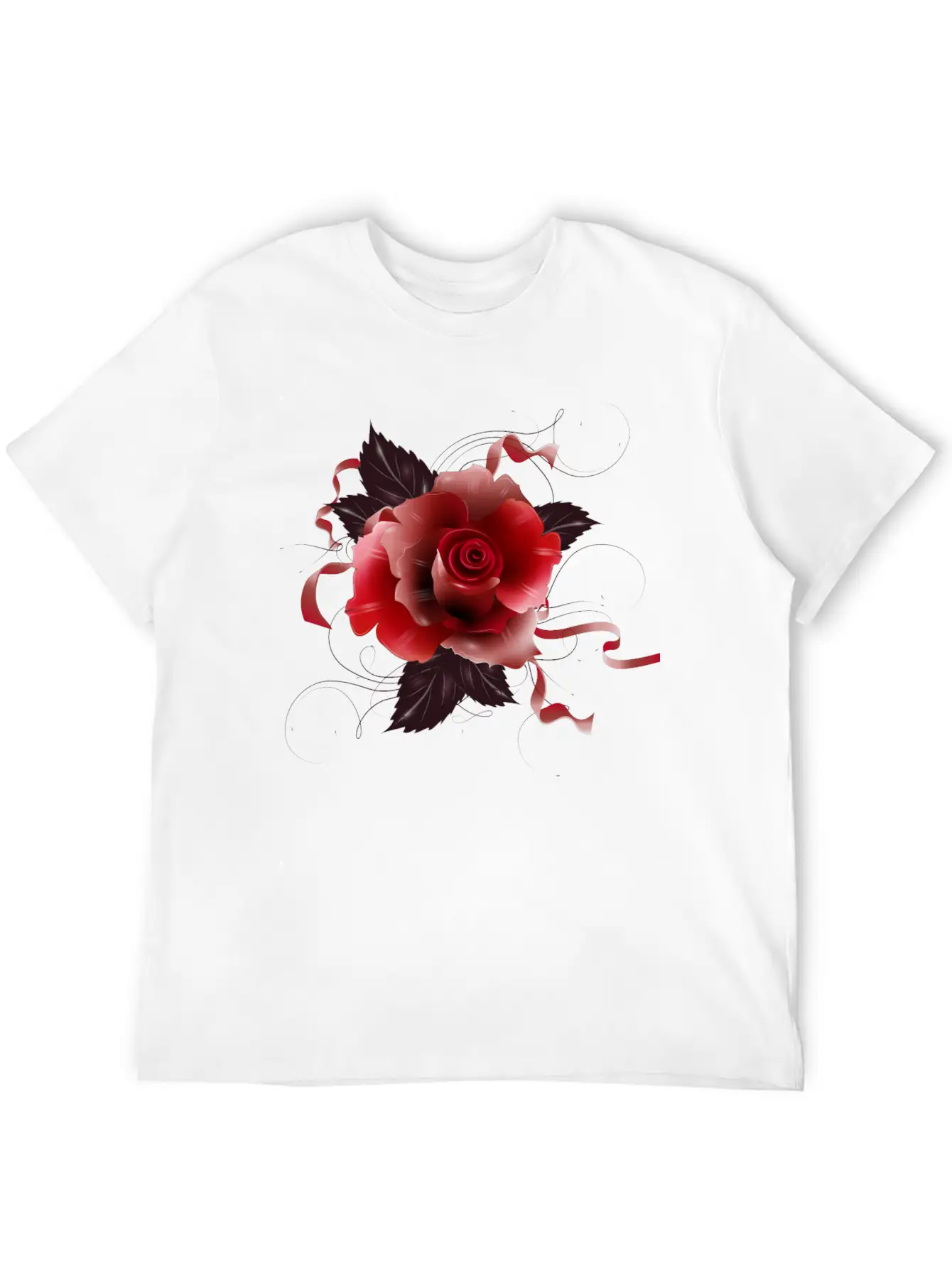 Beautiful Red Rose With Delicate Ribbons Breathable Graphic T-Shirt – Perfect For Casual Days