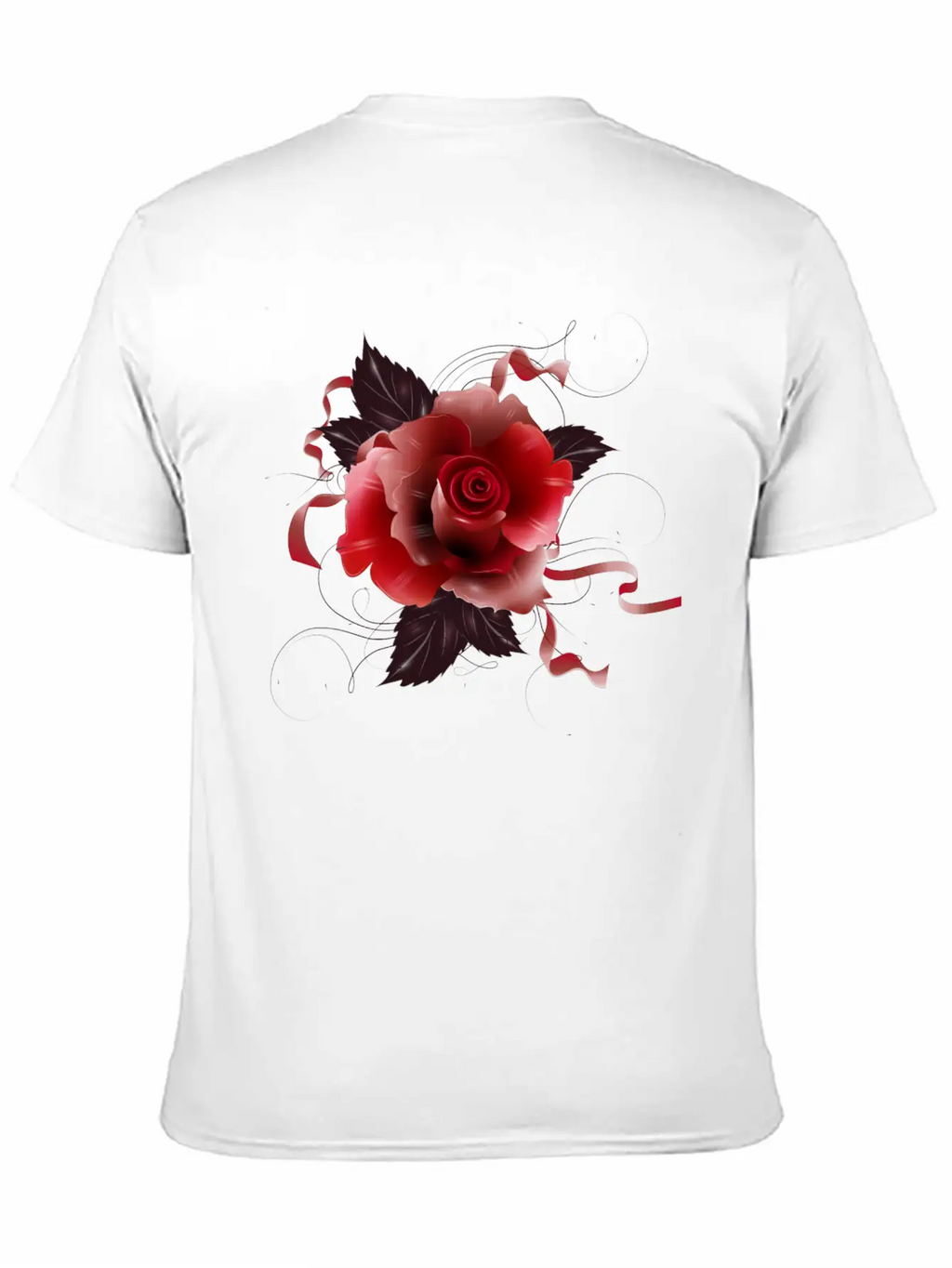 Beautiful Red Rose With Delicate Ribbons Breathable Graphic T-Shirt – Perfect For Casual Days