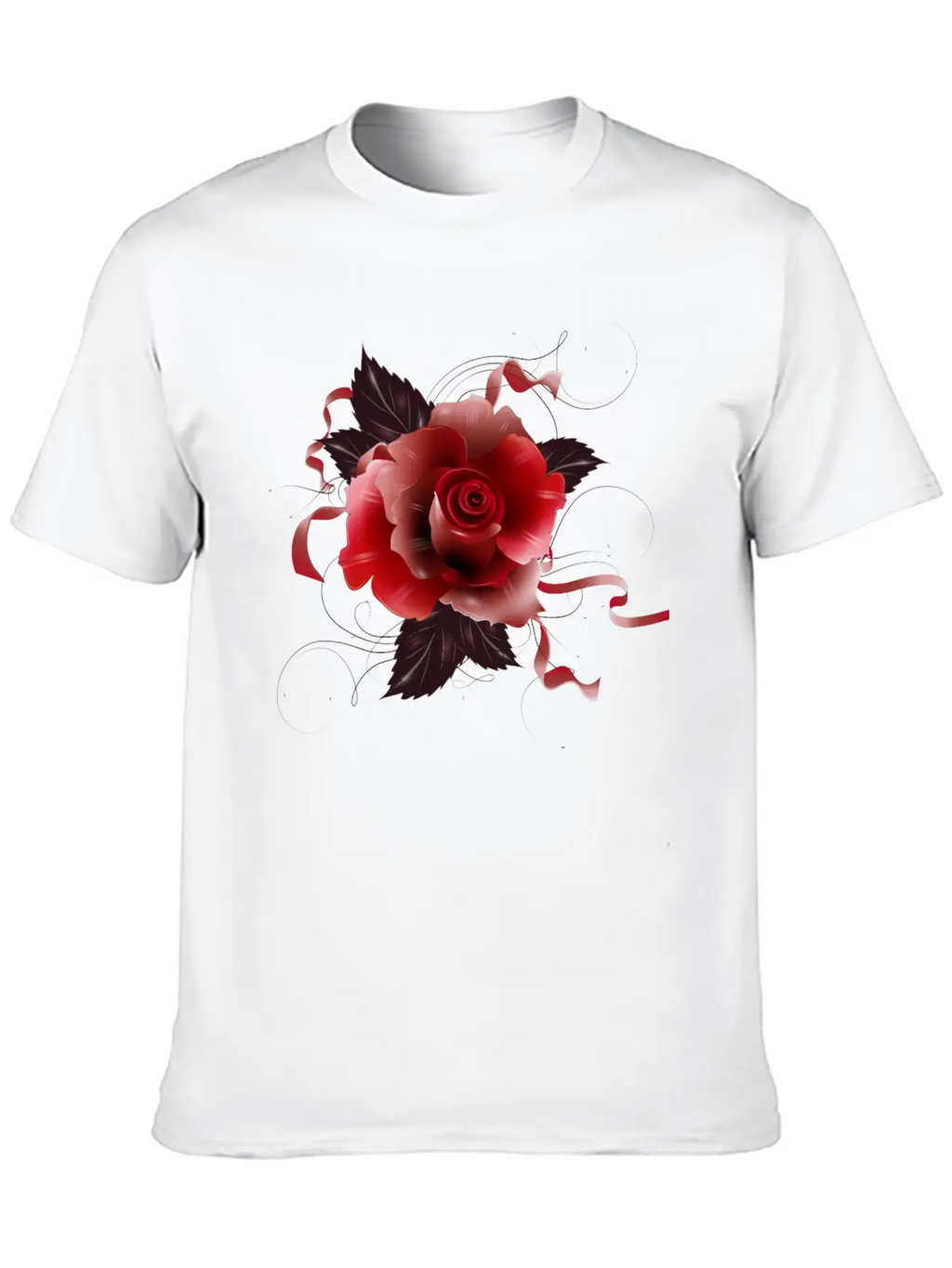 Beautiful Red Rose With Delicate Ribbons Breathable Graphic T-Shirt – Perfect For Casual Days