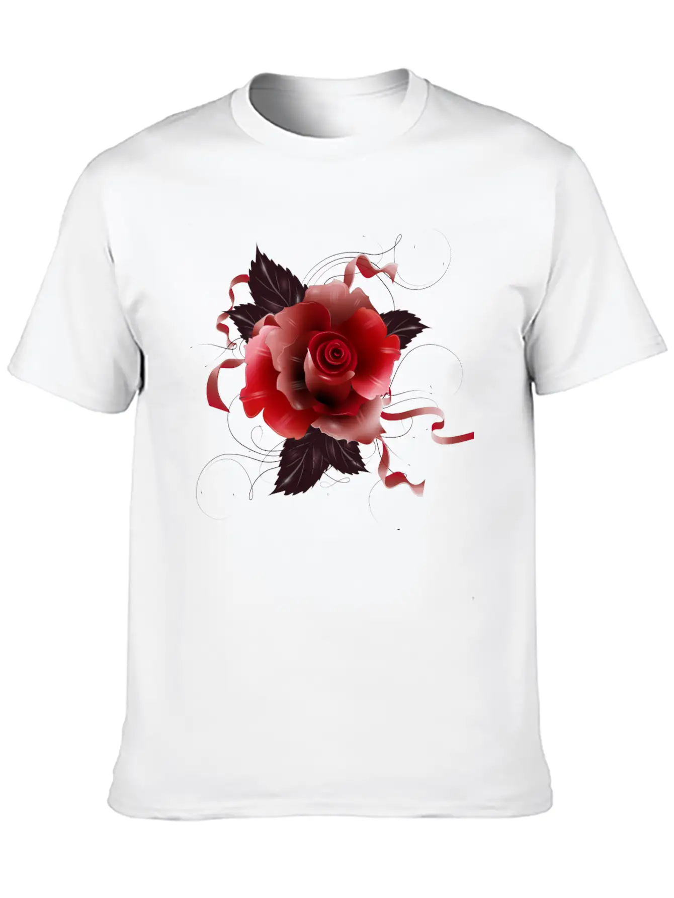 Beautiful Red Rose With Delicate Ribbons Breathable Graphic T-Shirt – Perfect For Casual Days