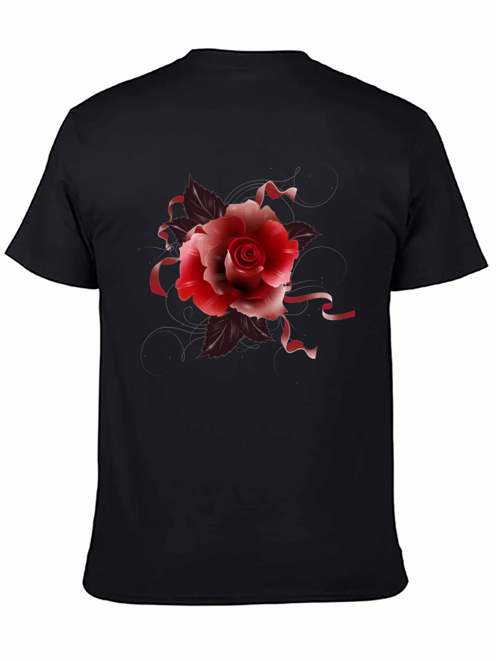 Beautiful Red Rose With Delicate Ribbons Breathable Graphic T-Shirt – Perfect For Casual Days