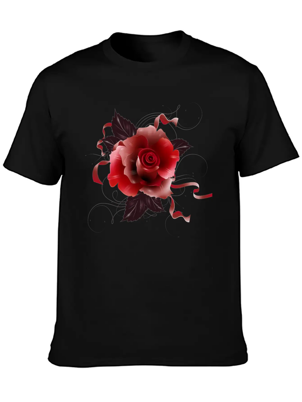 Beautiful Red Rose With Delicate Ribbons Breathable Graphic T-Shirt – Perfect For Casual Days