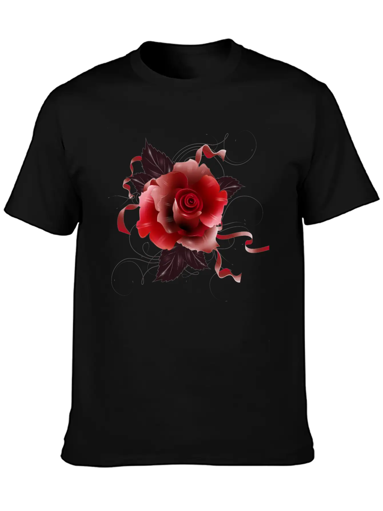 Beautiful Red Rose With Delicate Ribbons Breathable Graphic T-Shirt – Perfect For Casual Days