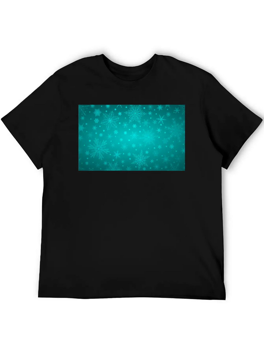 Beautiful Teal Snowflakes Pattern Unisex Short Sleeve Soft Cotton T-Shirt – Casual Everyday Wear