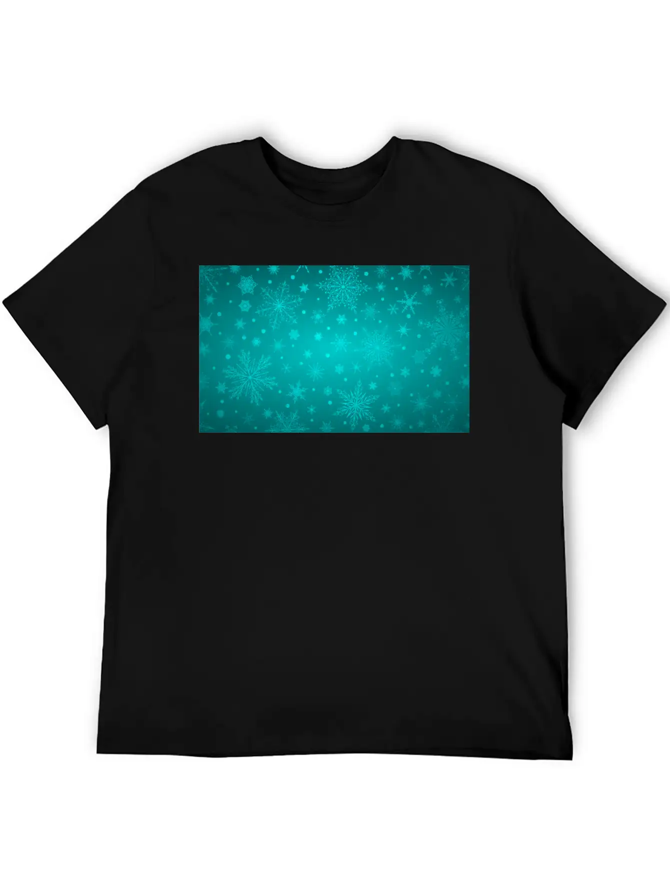 Beautiful Teal Snowflakes Pattern Unisex Short Sleeve Soft Cotton T-Shirt – Casual Everyday Wear