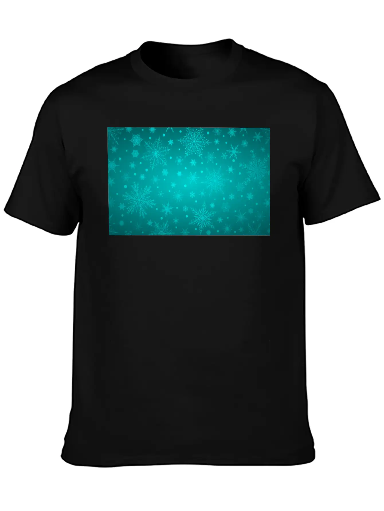 Beautiful Teal Snowflakes Pattern Unisex Short Sleeve Soft Cotton T-Shirt – Casual Everyday Wear