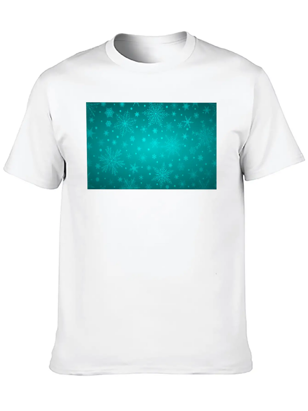 Beautiful Teal Snowflakes Pattern Unisex Short Sleeve Soft Cotton T-Shirt – Casual Everyday Wear