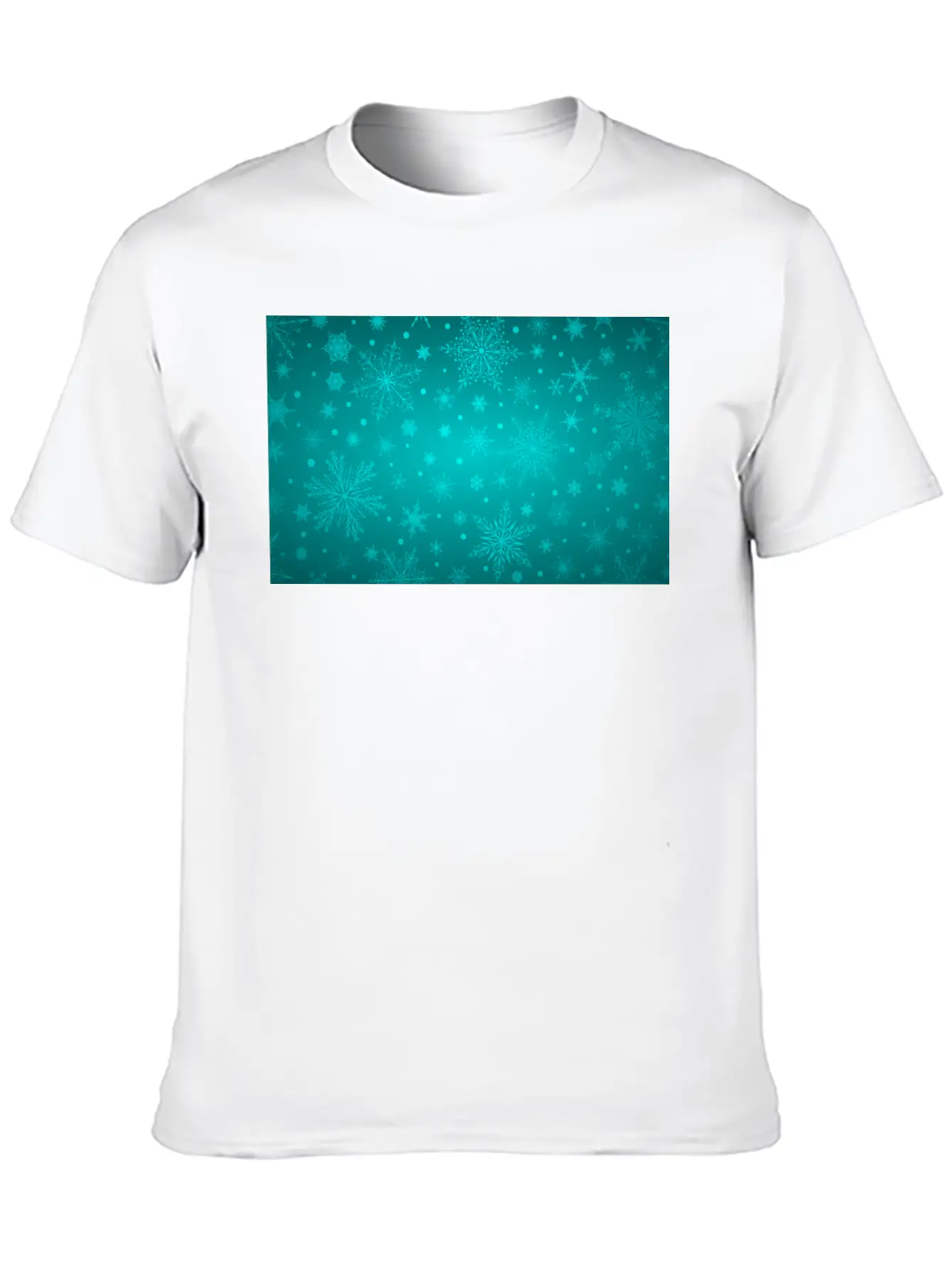 Beautiful Teal Snowflakes Pattern Unisex Short Sleeve Soft Cotton T-Shirt – Casual Everyday Wear