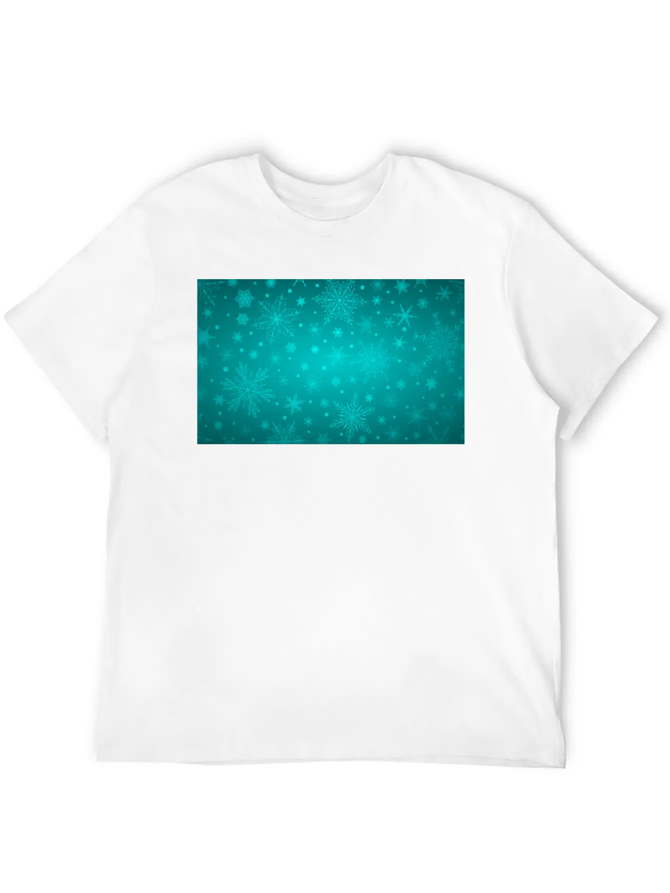 Beautiful Teal Snowflakes Pattern Unisex Short Sleeve Soft Cotton T-Shirt – Casual Everyday Wear