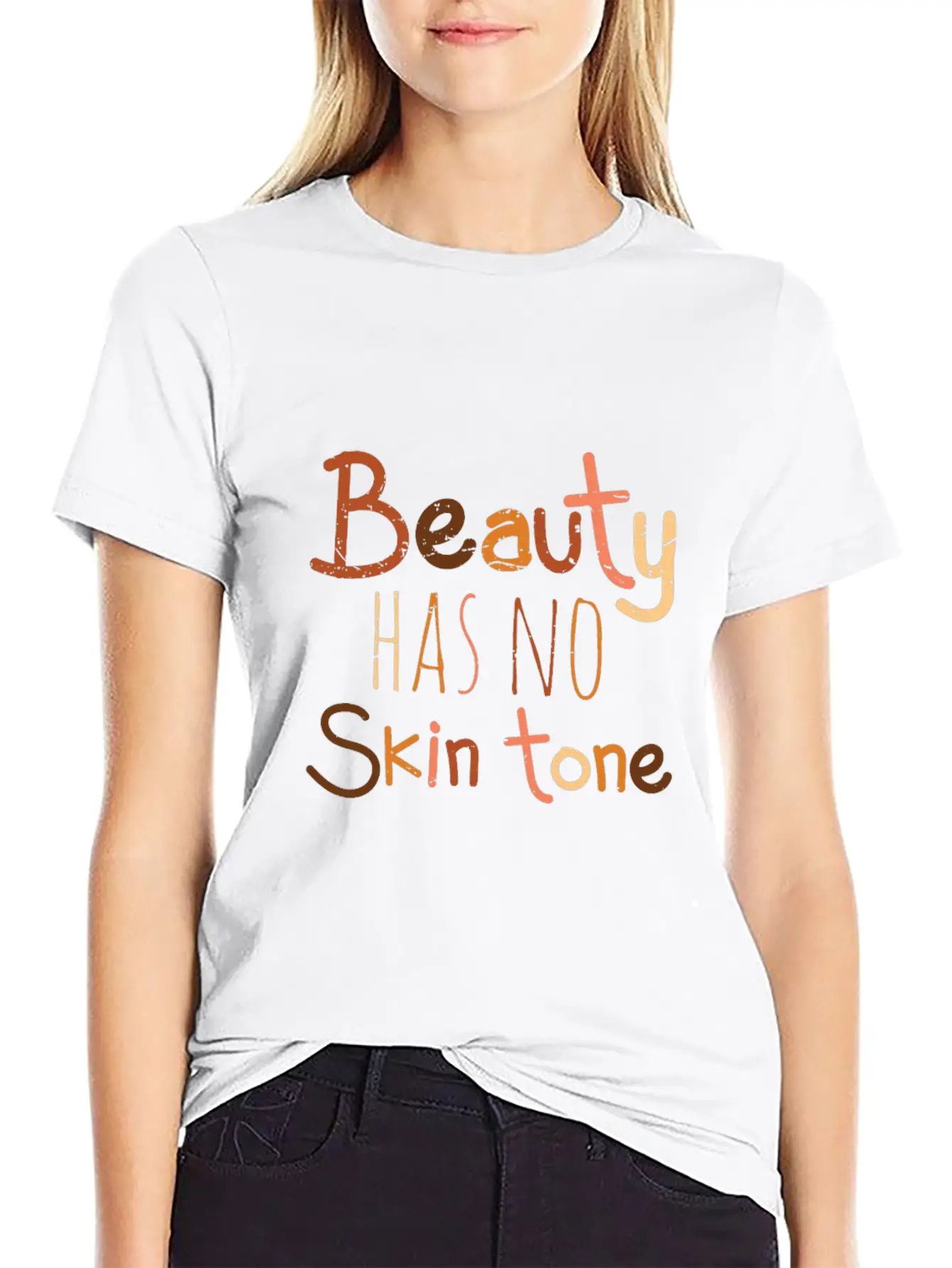 Beauty Has No Skin Tone Unisex Short Sleeve Soft Cotton T-Shirt – Casual Everyday Wear