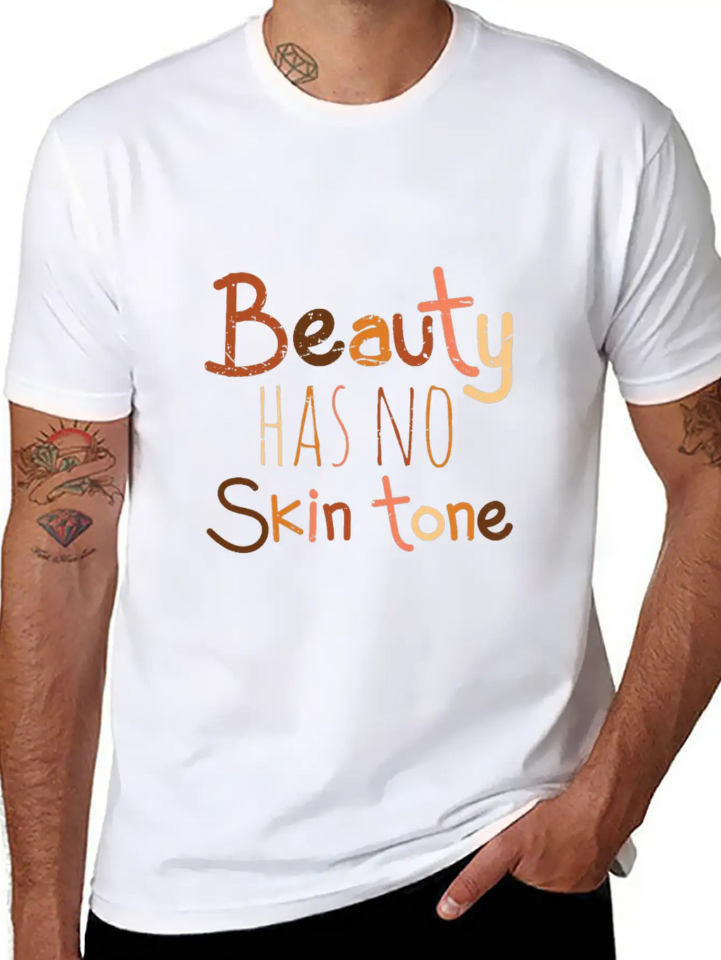 Beauty Has No Skin Tone Unisex Short Sleeve Soft Cotton T-Shirt – Casual Everyday Wear