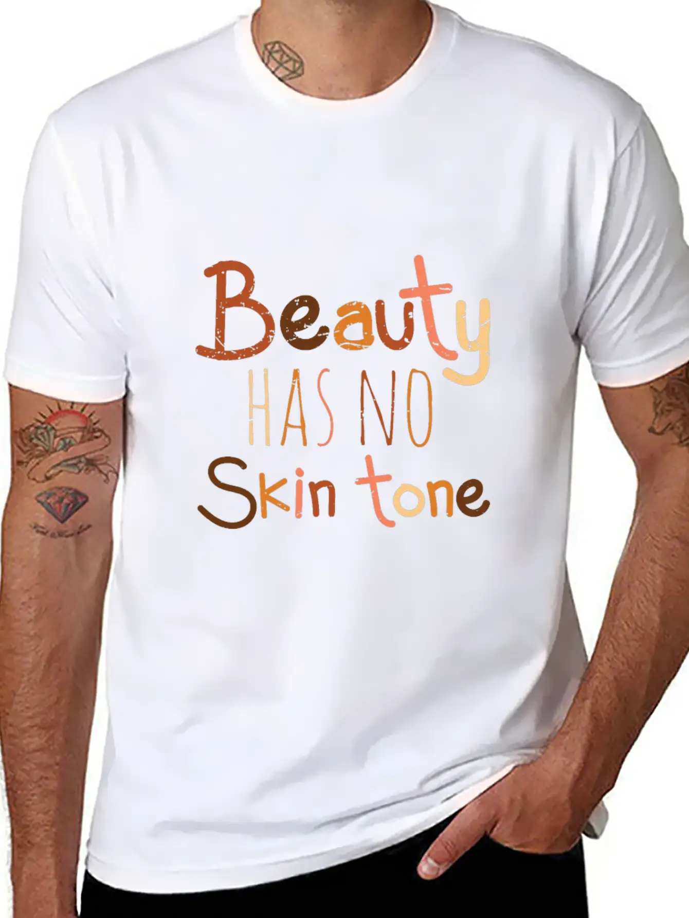 Beauty Has No Skin Tone Unisex Short Sleeve Soft Cotton T-Shirt – Casual Everyday Wear
