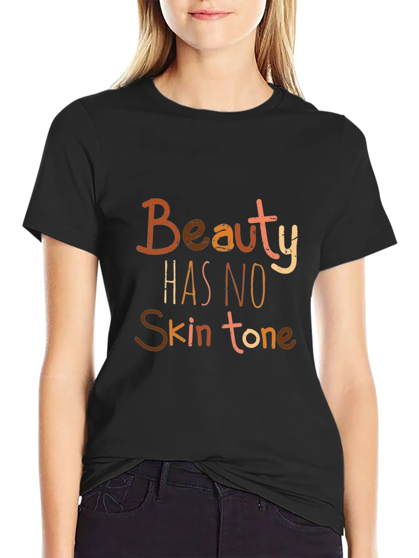 Beauty Has No Skin Tone Unisex Short Sleeve Soft Cotton T-Shirt – Casual Everyday Wear