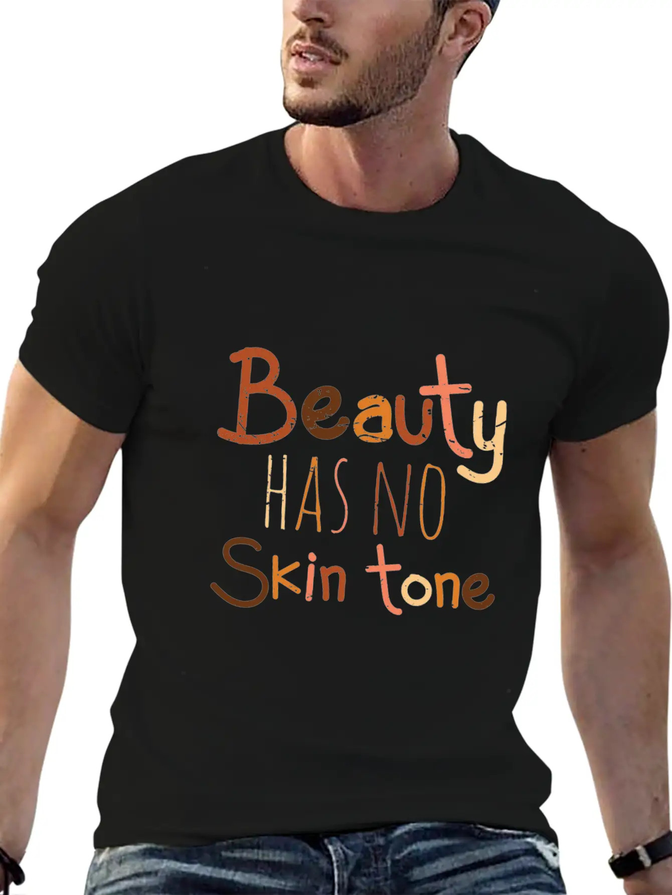 Beauty Has No Skin Tone Unisex Short Sleeve Soft Cotton T-Shirt – Casual Everyday Wear