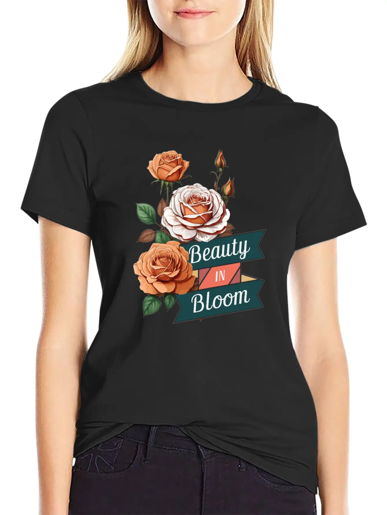 Beauty In Bloom Casual Graphic T-Shirt – Simple And Comfortable Daily Wear