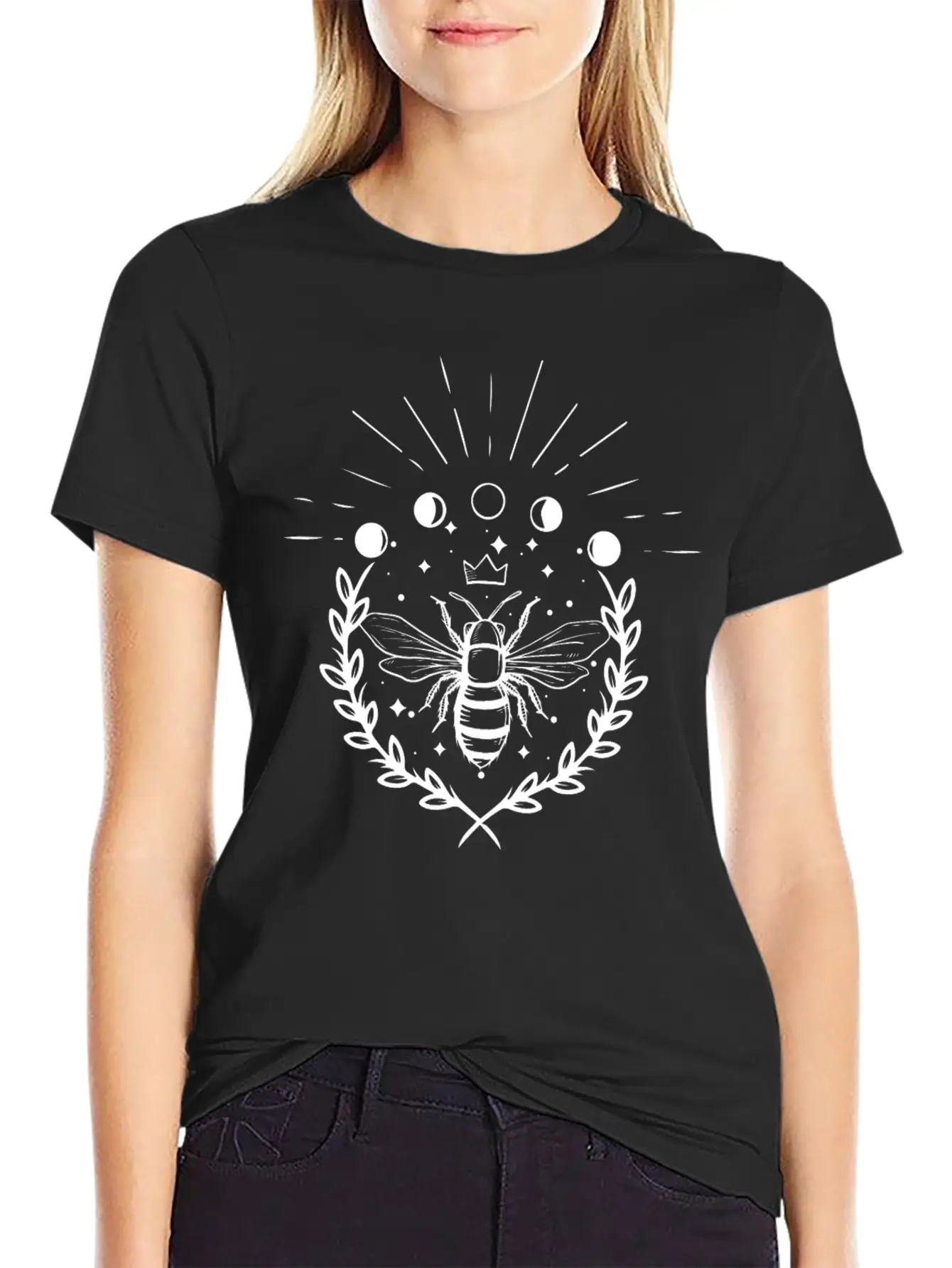 Bee, Bees Moon Phases, Moon, Beekeeping Classic Fit Graphic Tee For Daily Comfort – Unisex Cotton Shirt