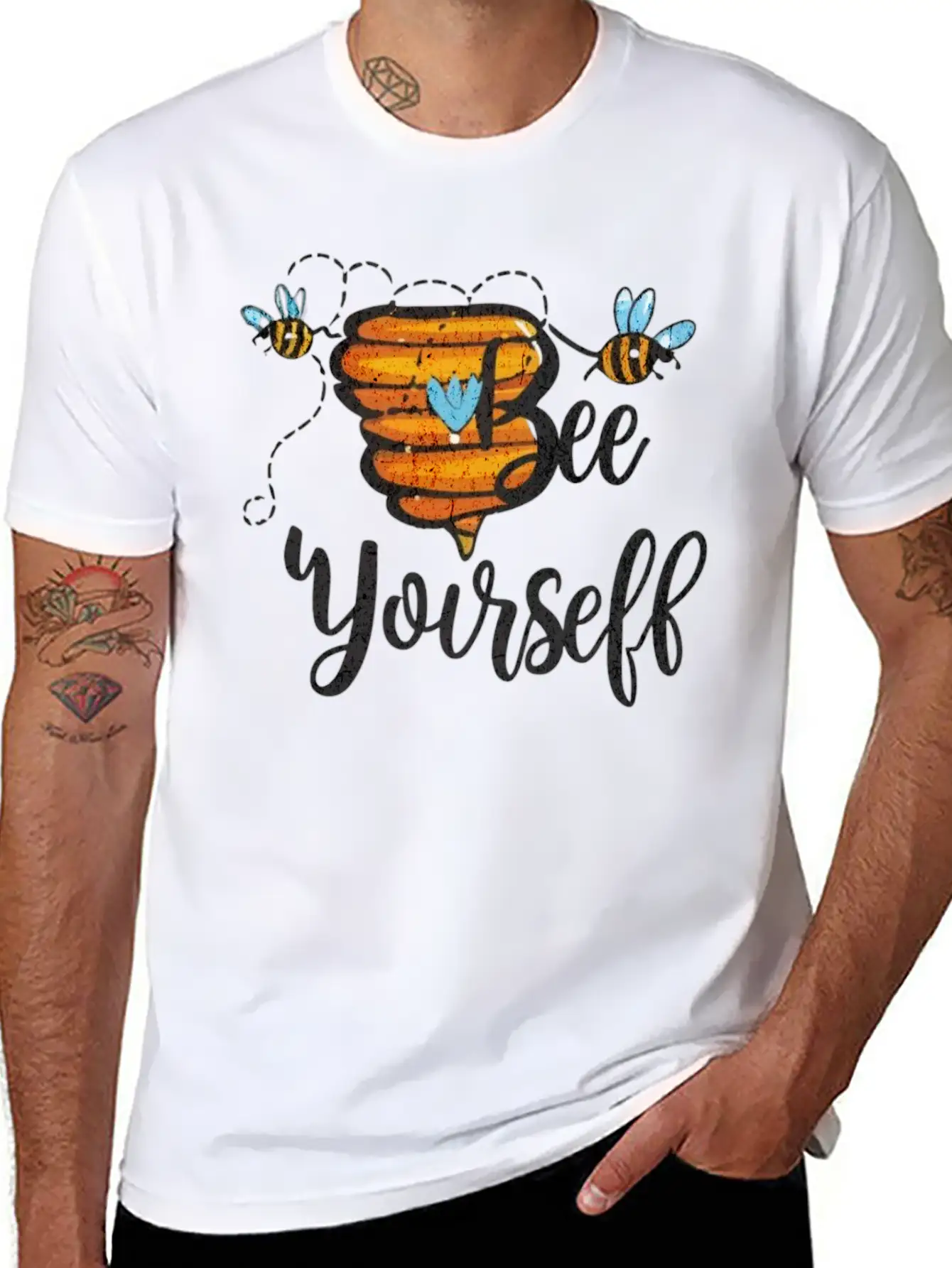 Bee Yourself Classic Fit Graphic Tee For Daily Comfort – Unisex Cotton Shirt