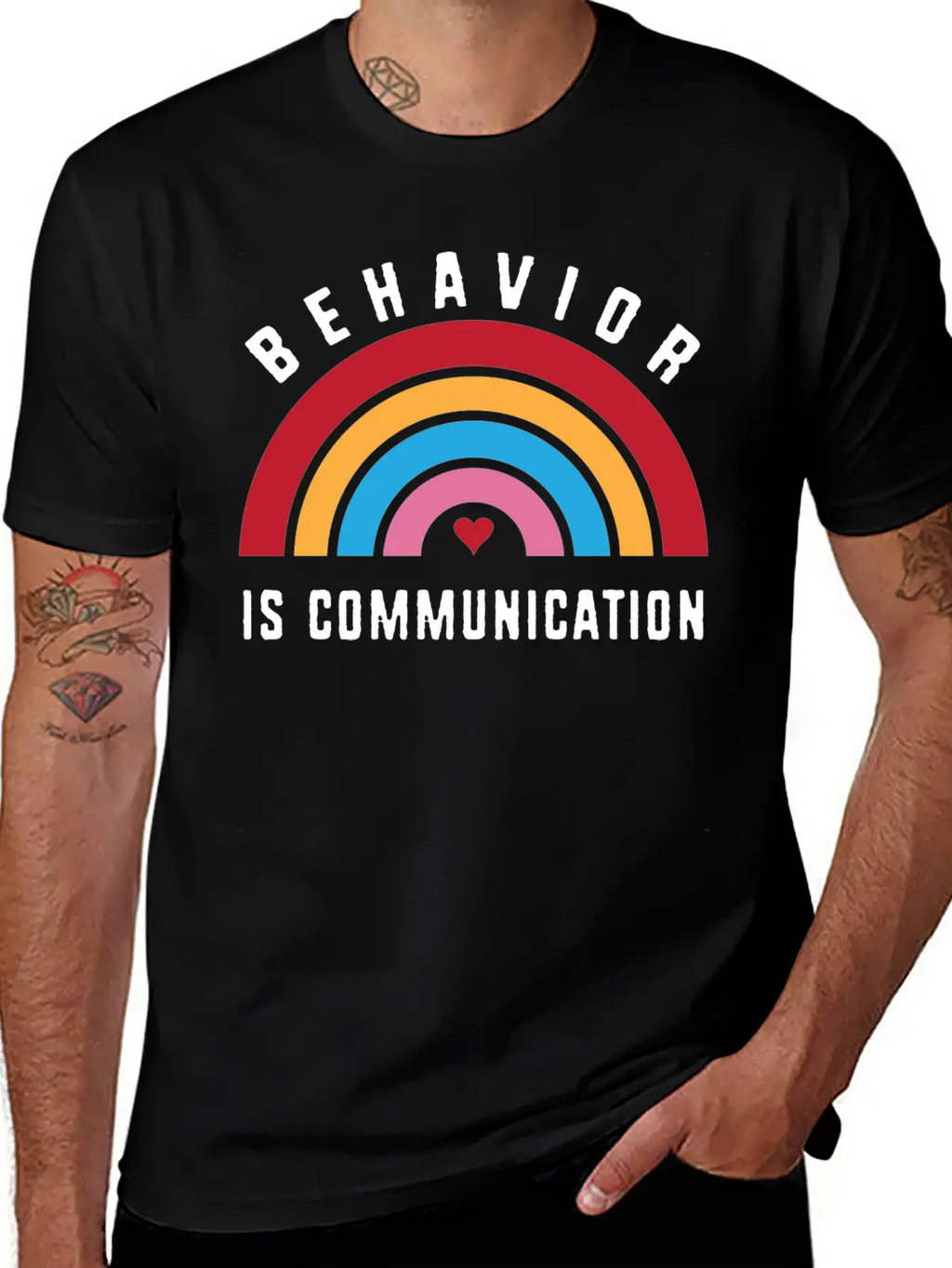 Behavior Therapy Rainbow Behavior Is Communication Stylish Everyday T-Shirt – Unisex Basic Cotton Tee