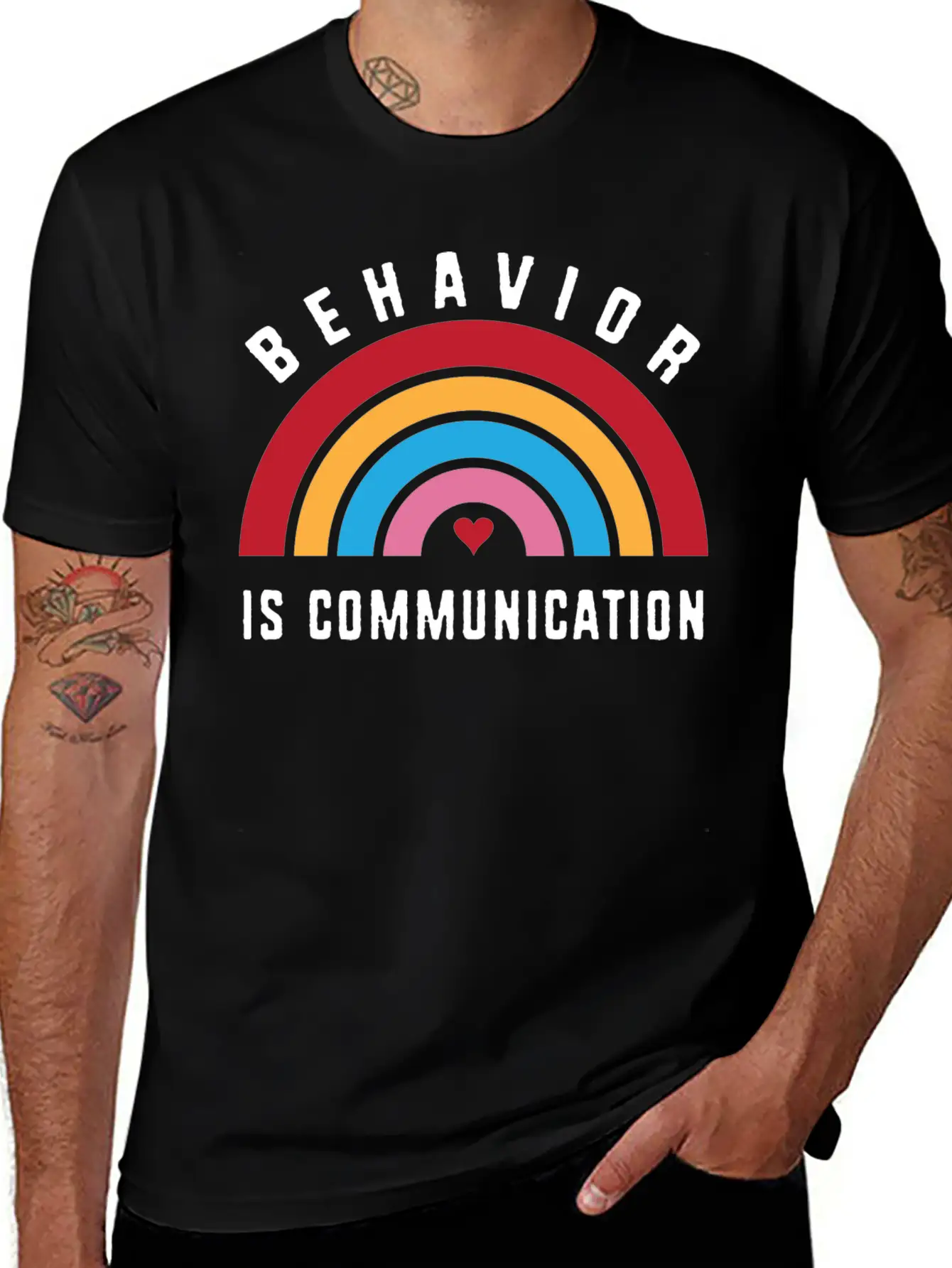 Behavior Therapy Rainbow Behavior Is Communication Stylish Everyday T-Shirt – Unisex Basic Cotton Tee