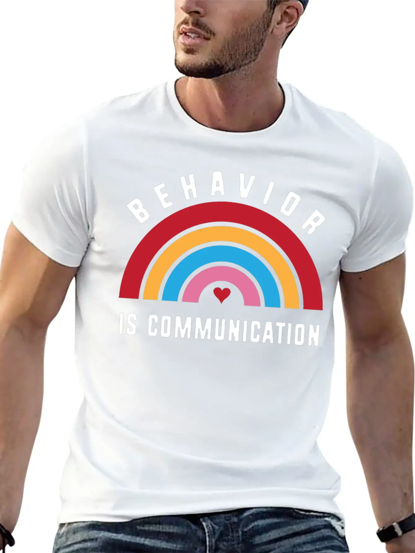 Behavior Therapy Rainbow Behavior Is Communication Stylish Everyday T-Shirt – Unisex Basic Cotton Tee