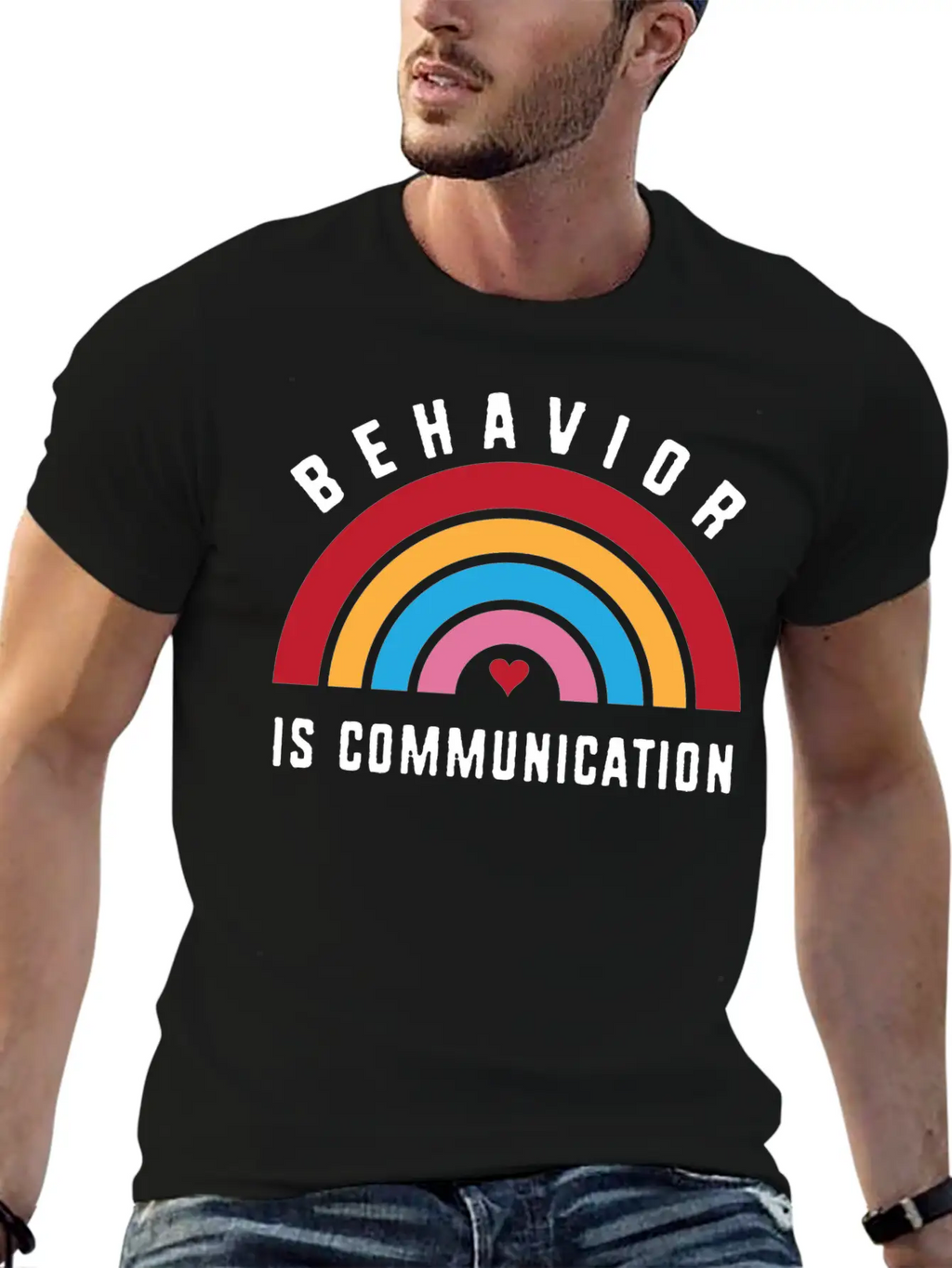 Behavior Therapy Rainbow Behavior Is Communication Stylish Everyday T-Shirt – Unisex Basic Cotton Tee