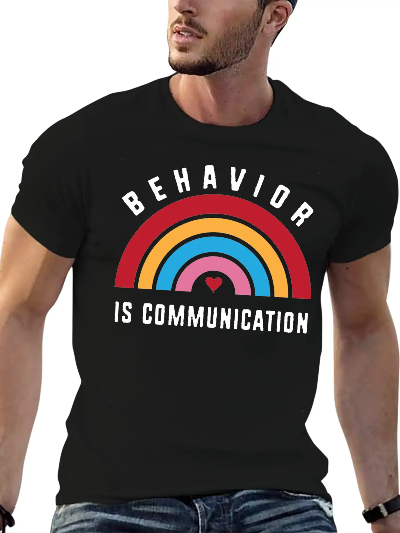 Behavior Therapy Rainbow Behavior Is Communication Stylish Everyday T-Shirt – Unisex Basic Cotton Tee